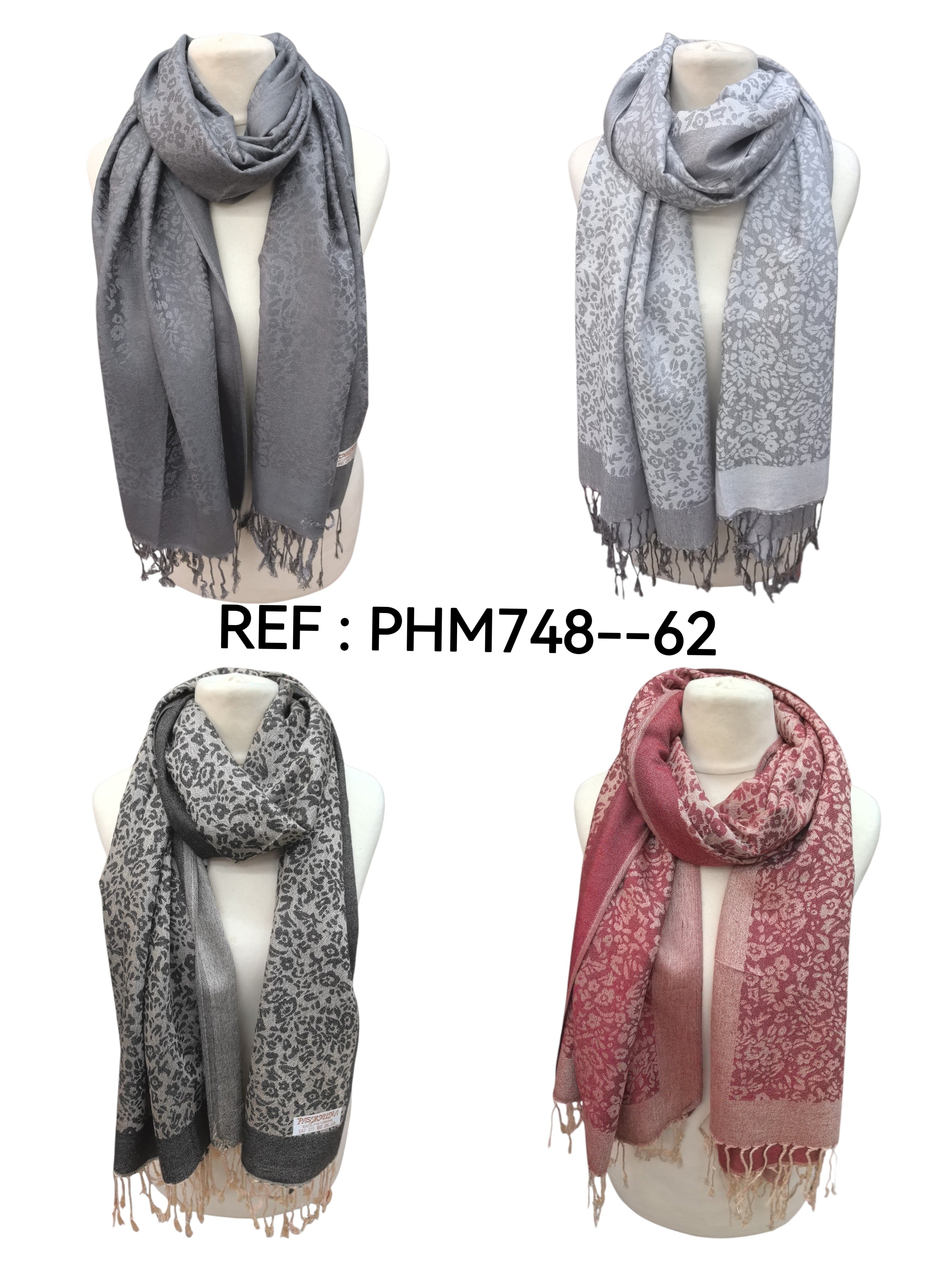 Écharpe femme motif floral PHM-62 (x12)