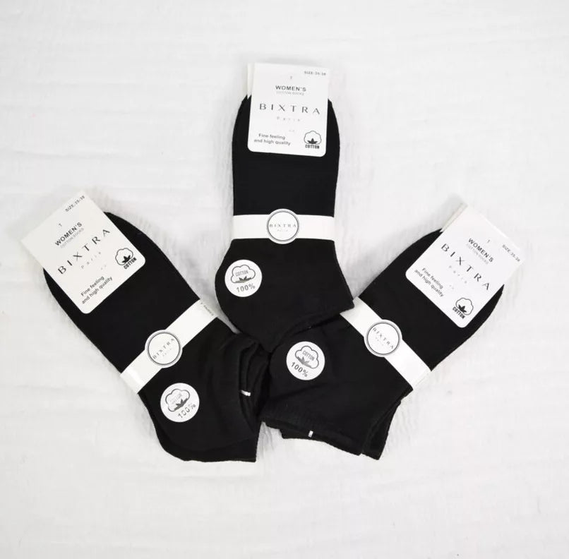 Paquet de 12 Paires Chaussettes Femme noir (x2)