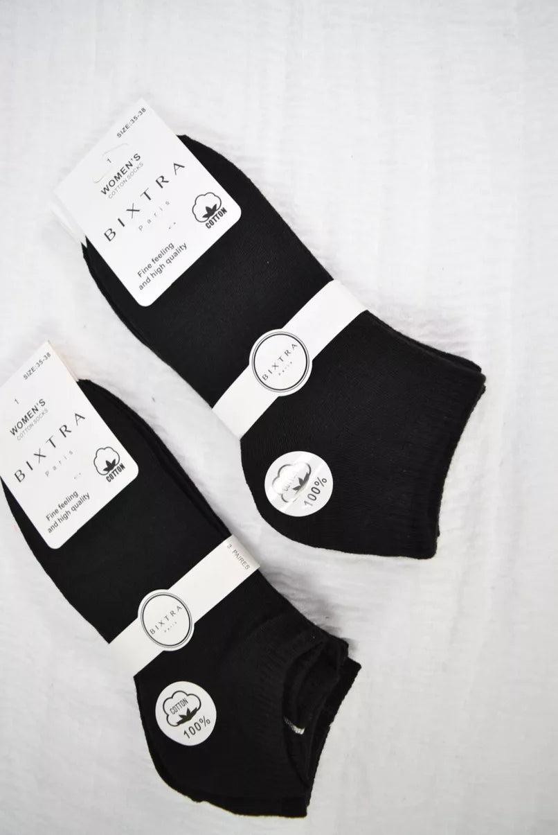 Paquet de 12 Paires Chaussettes Femme noir (x2)