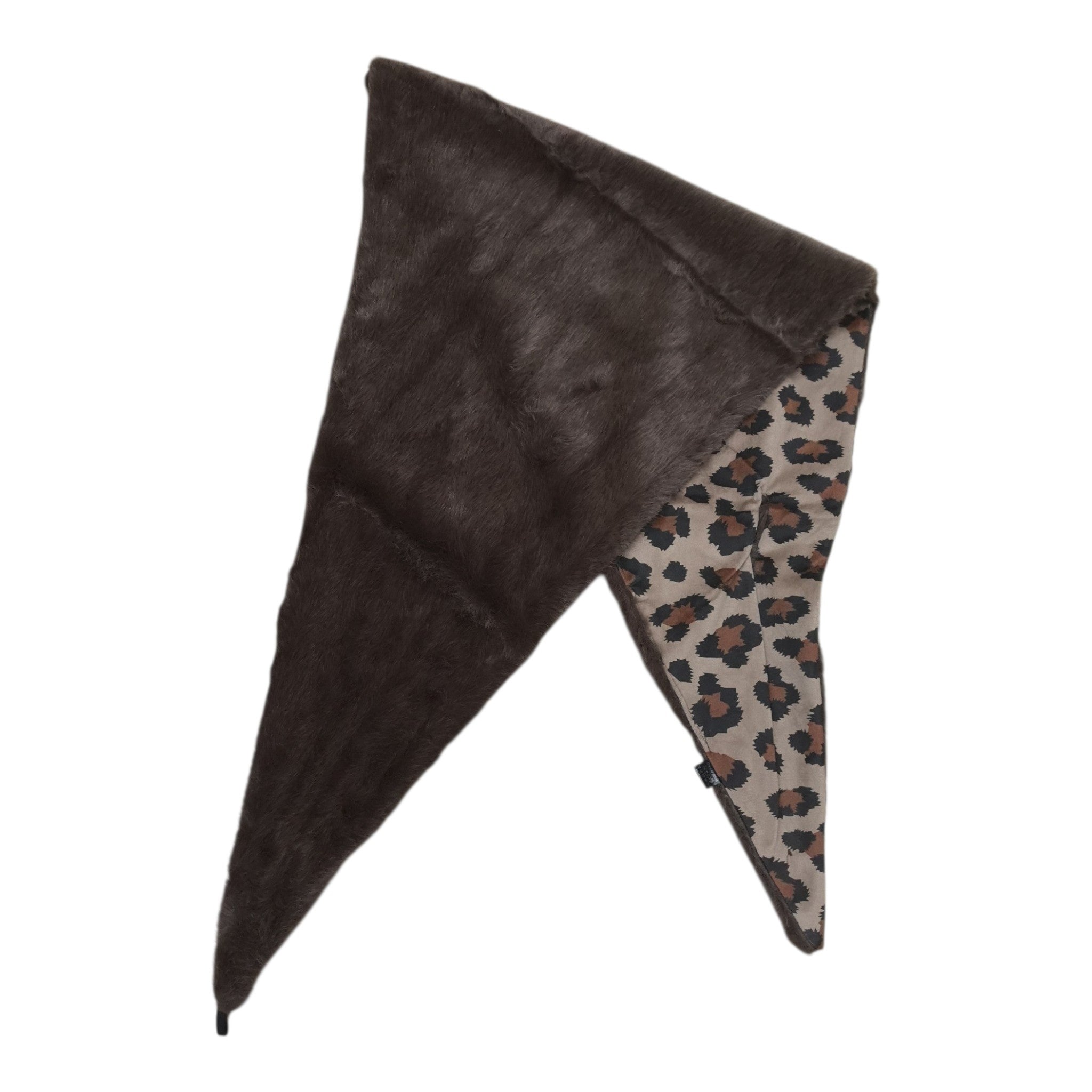 Foulard triangulaire fourrure synthétique double‑face léopard (x6)
