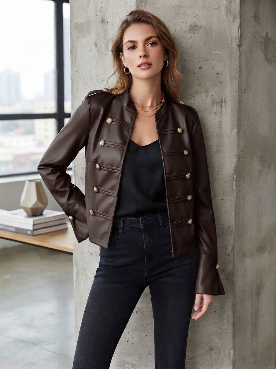 Gilet Ouvert En Similicuir (x6)