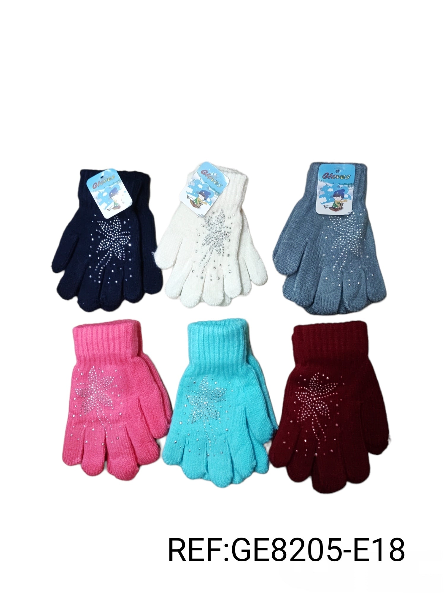 Gants enfant strass 4/8ans (x12) E18