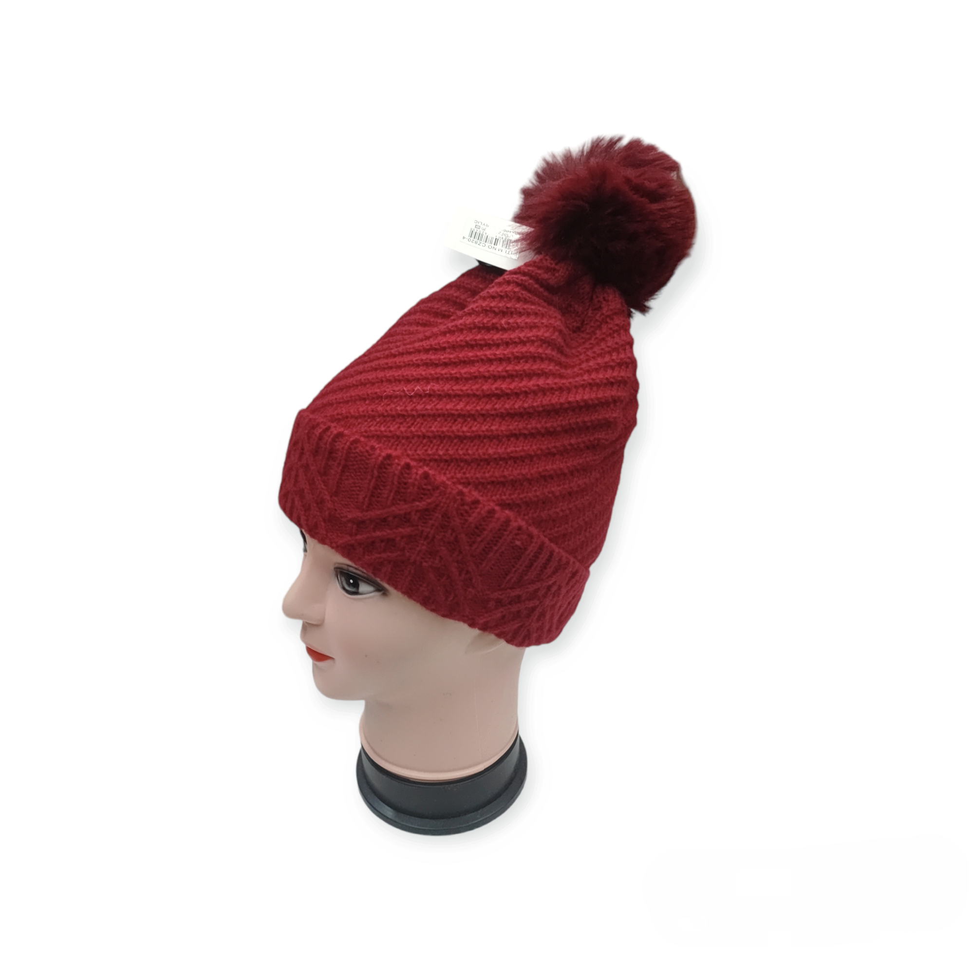 Bonnet Femme fourré pompon (x12) #-4