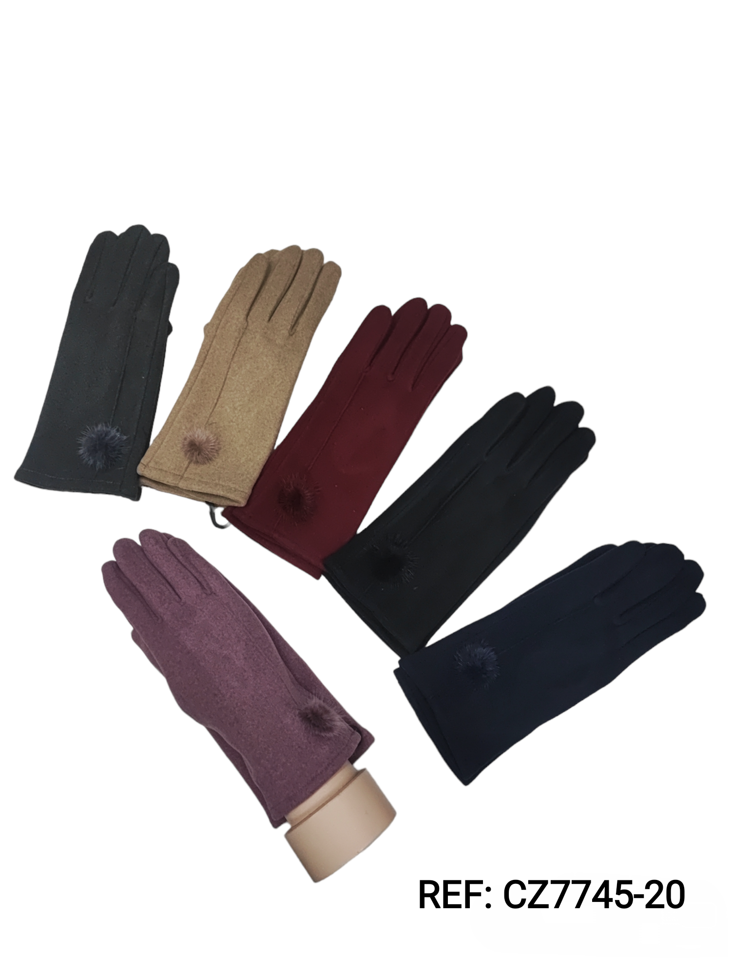 Gants tactiles pompon (x12)#20