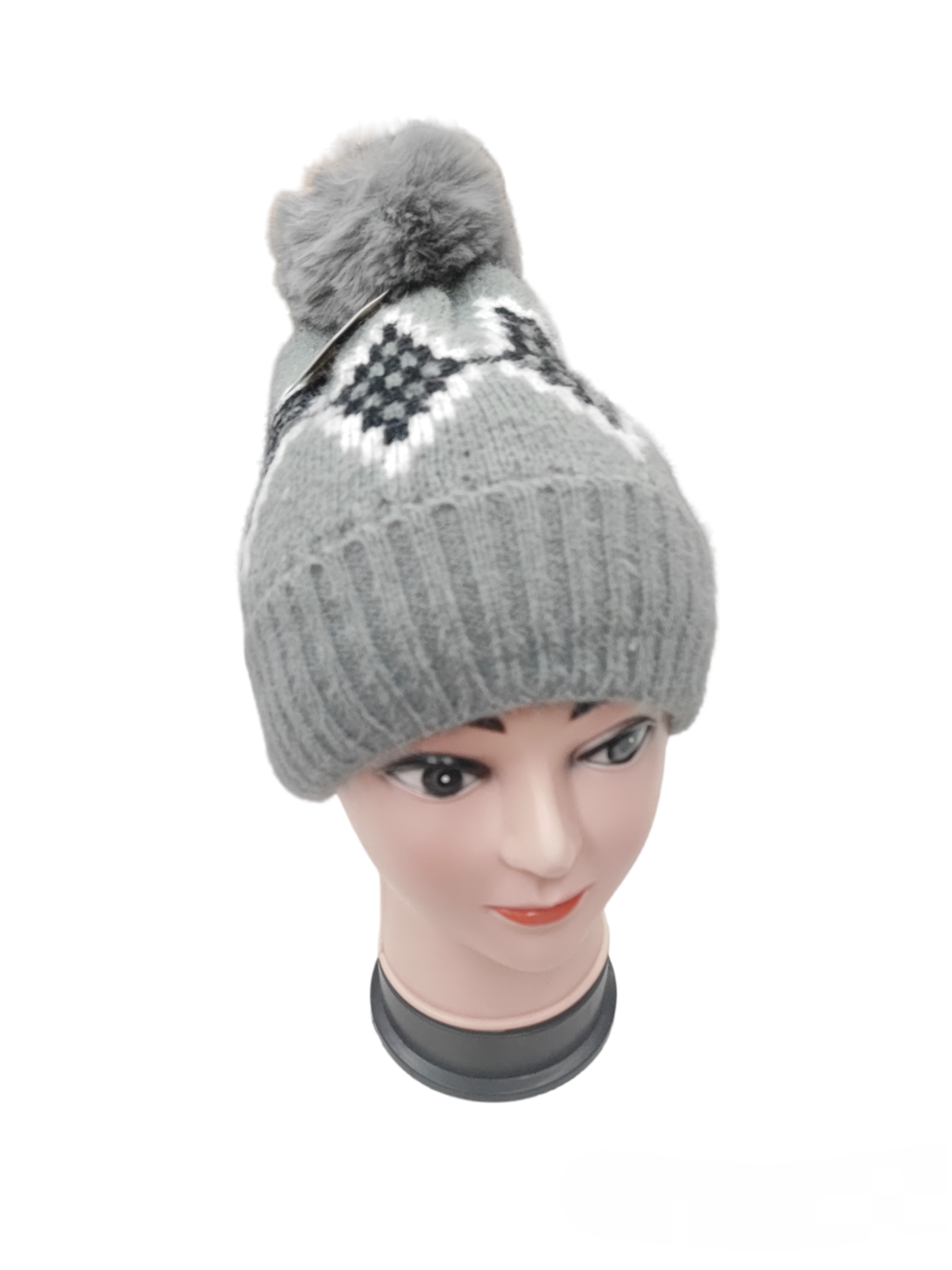 Bonnet Femme fourré pompon (x12) #2