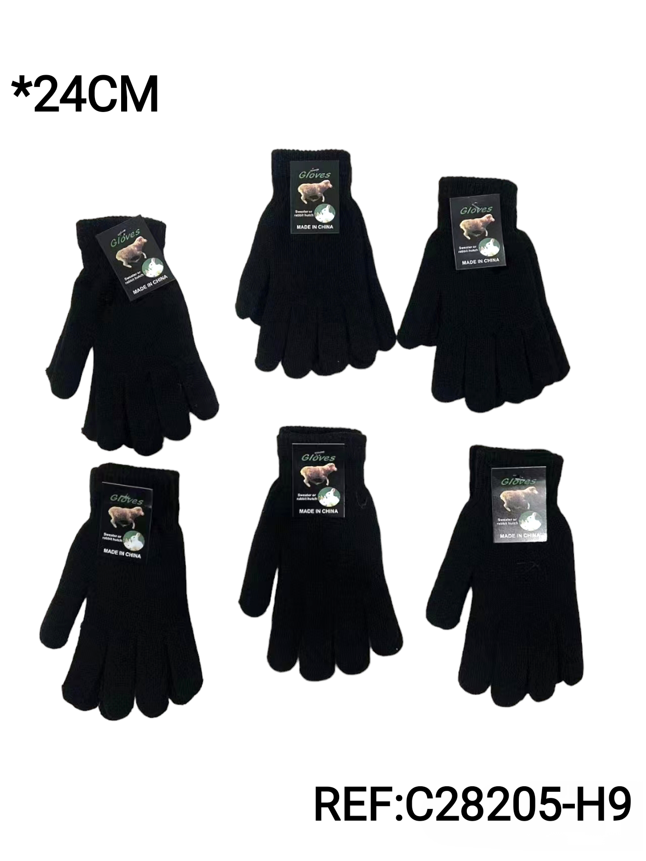 Gants homme noir simple (x12)H9