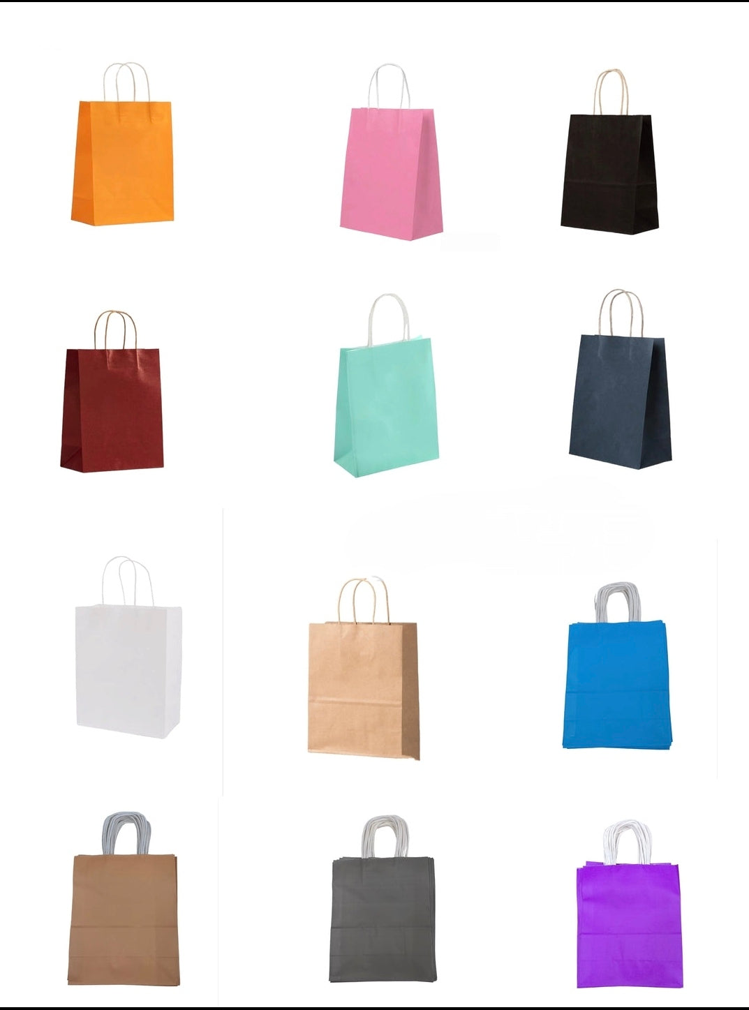 LOT DE 120 -Sacs papier kraft /16*8*22cm (couleurs mélangées)