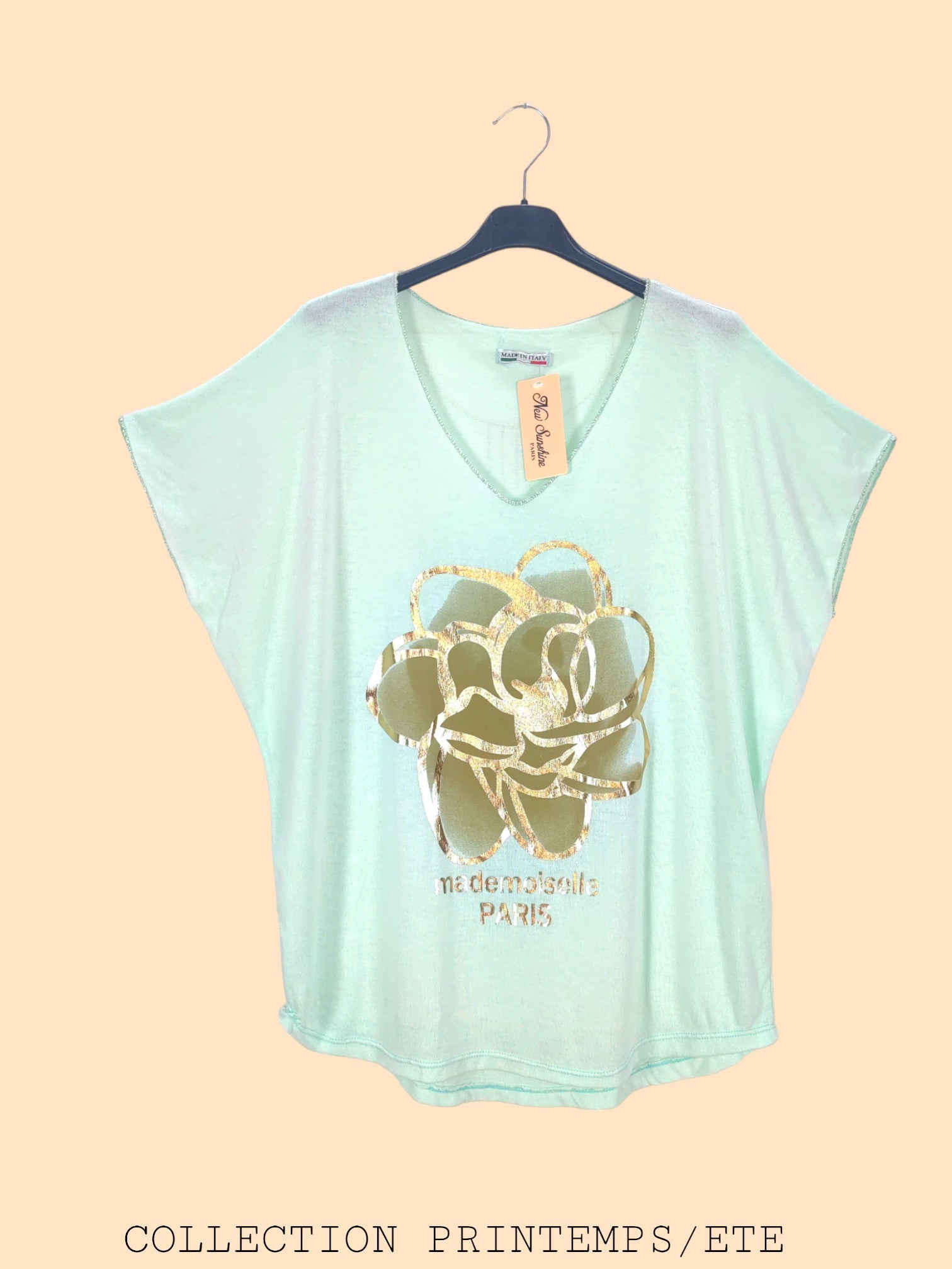 T-shirt col v à manches chauve-souris(x9)