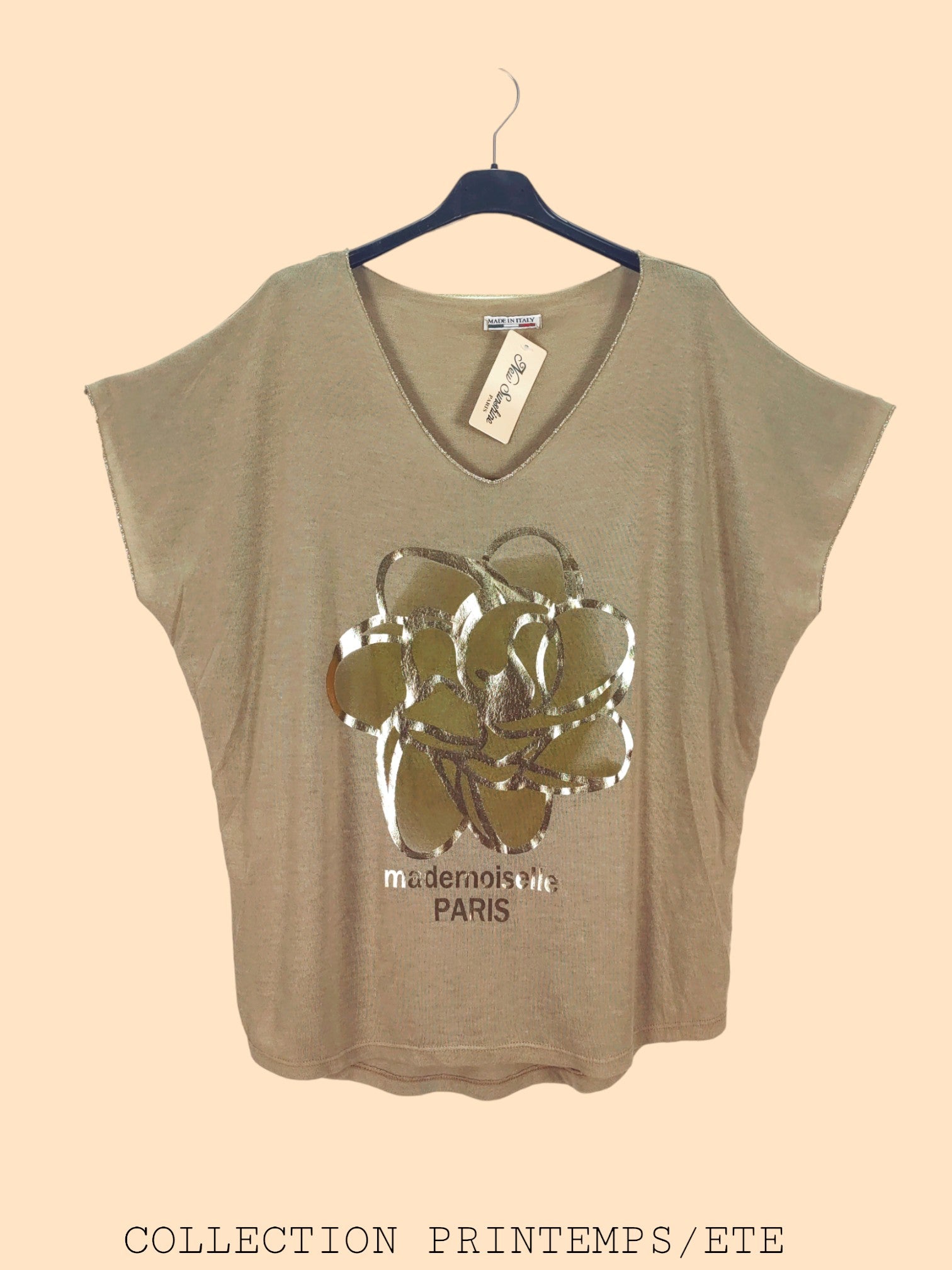 T-shirt col v à manches chauve-souris(x9)