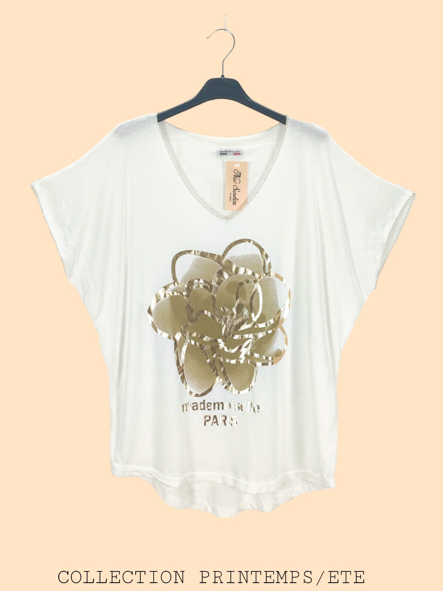 T-shirt col v à manches chauve-souris(x9)