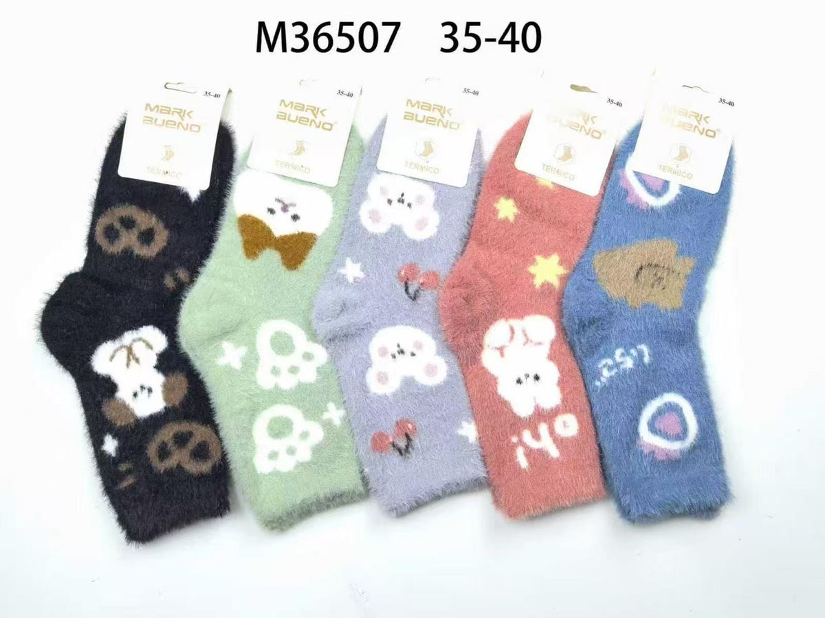 Chaussettes femme en maille douce peluche(x12)