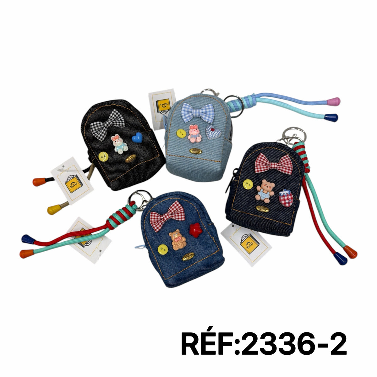 Porte-clés petit sac à dos en jean(X12)