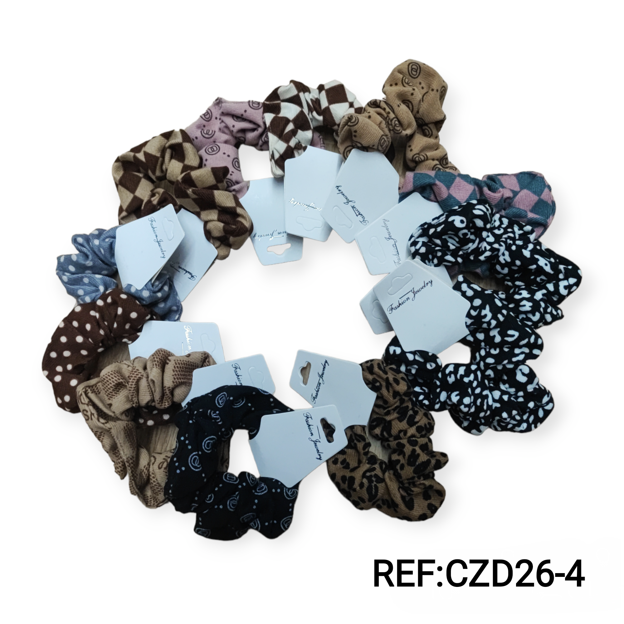 Chouchou élastique  motif mélanger  (x12)