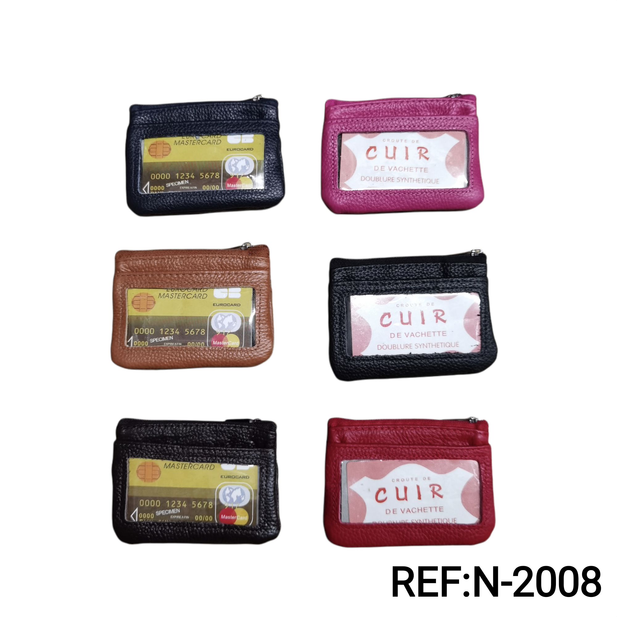 Porte-carte Porte-monnaie Croûte de cuir de vachette       (x12)