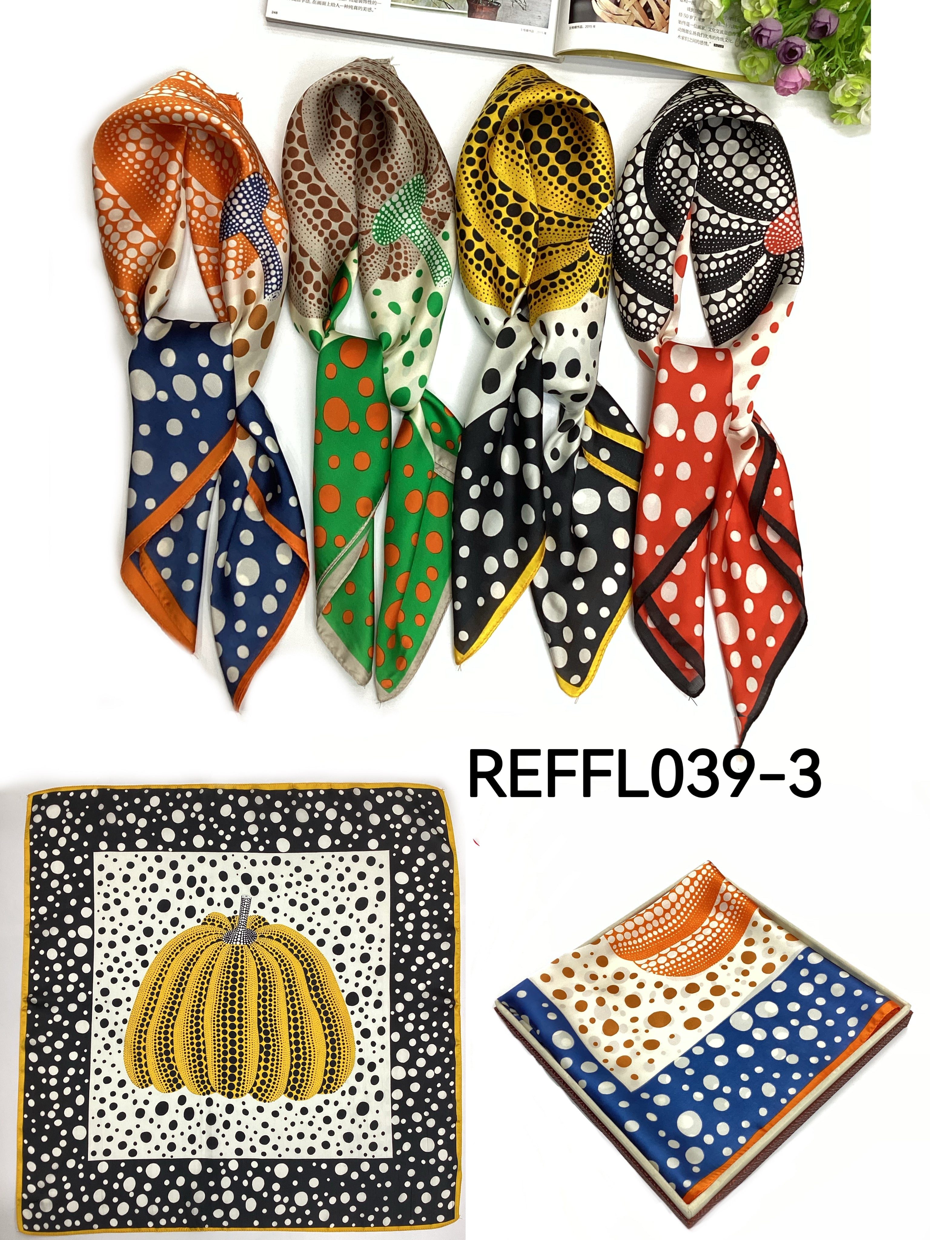 Foulard Carré touche soie motif 70cmx70cm (x12)#3