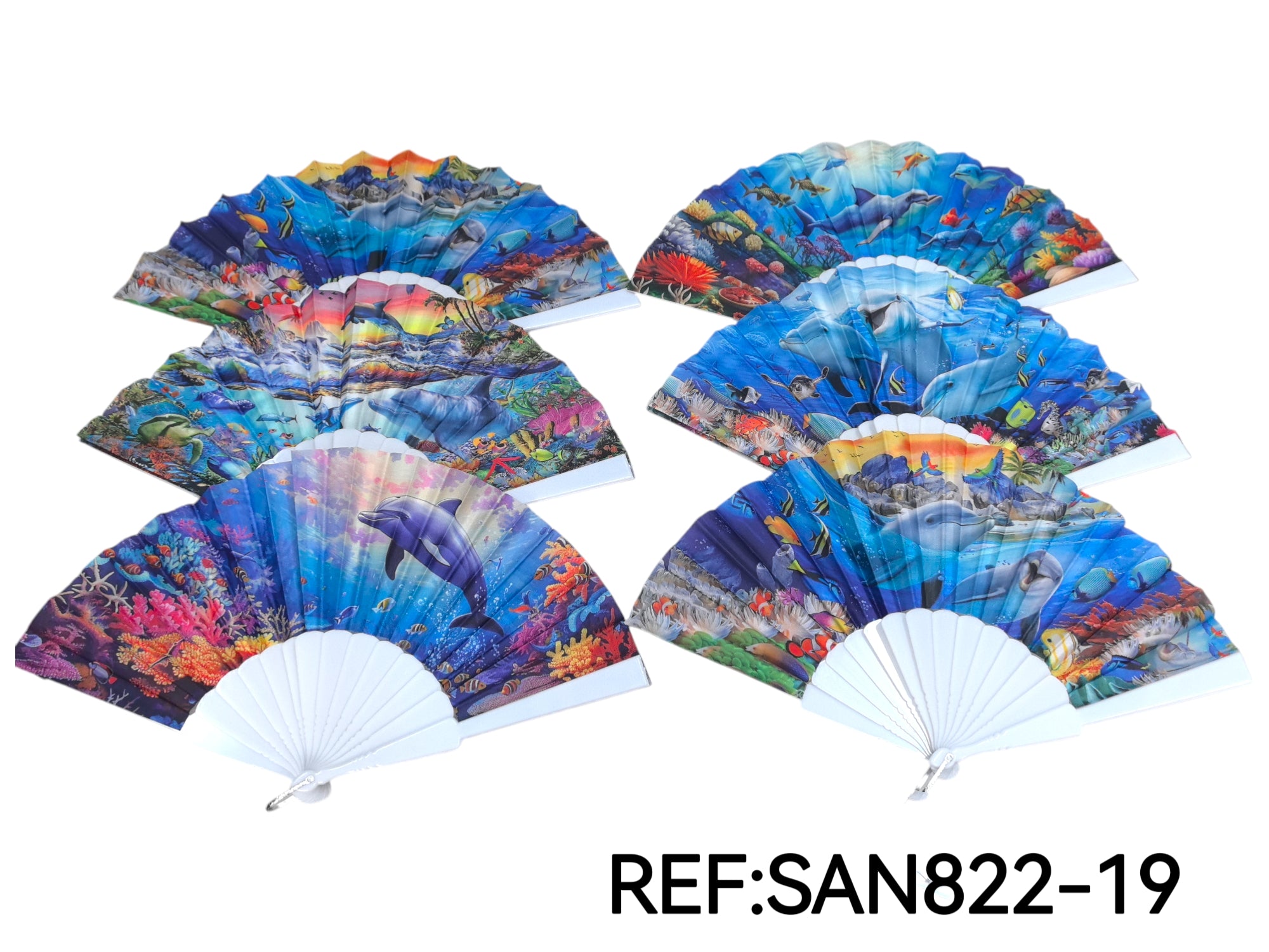 Éventails motif Monde océanique (x12) #19