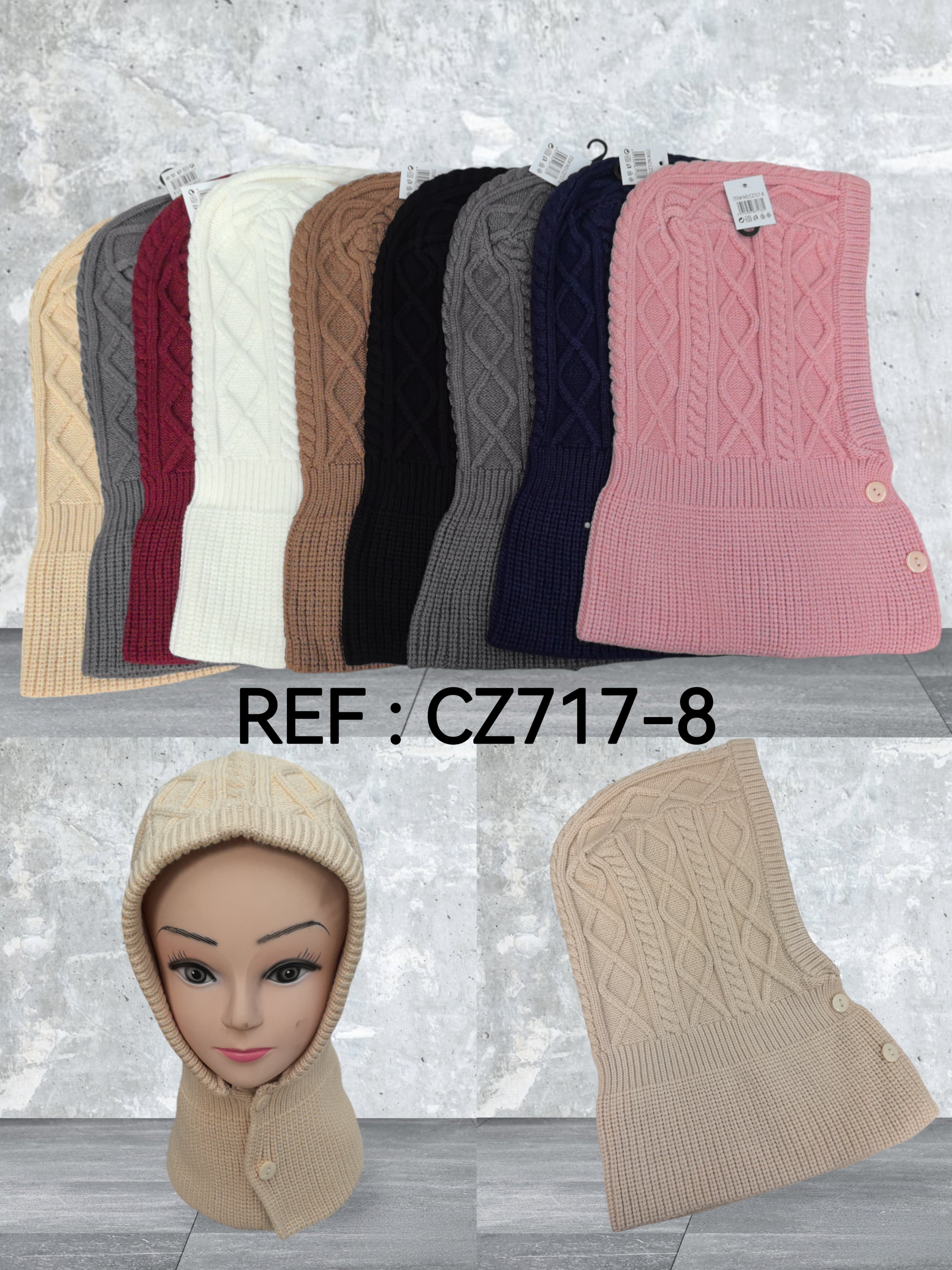 bonnet cagoule douce  écharpe chaude (x12)