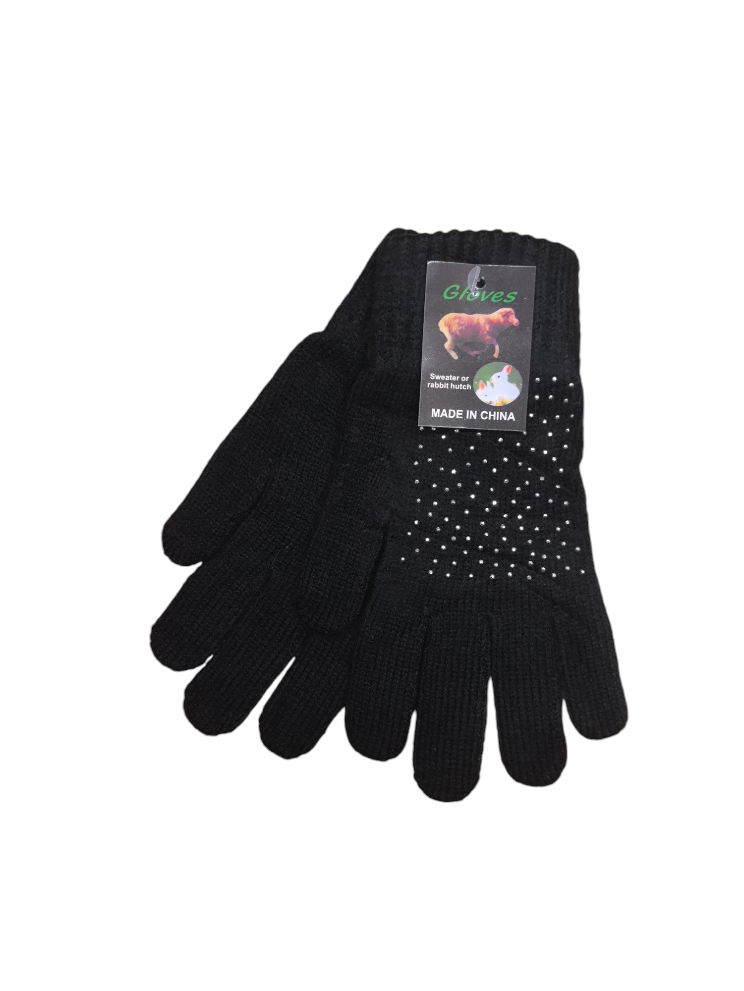Gants Femme motif strass fleur (x12)