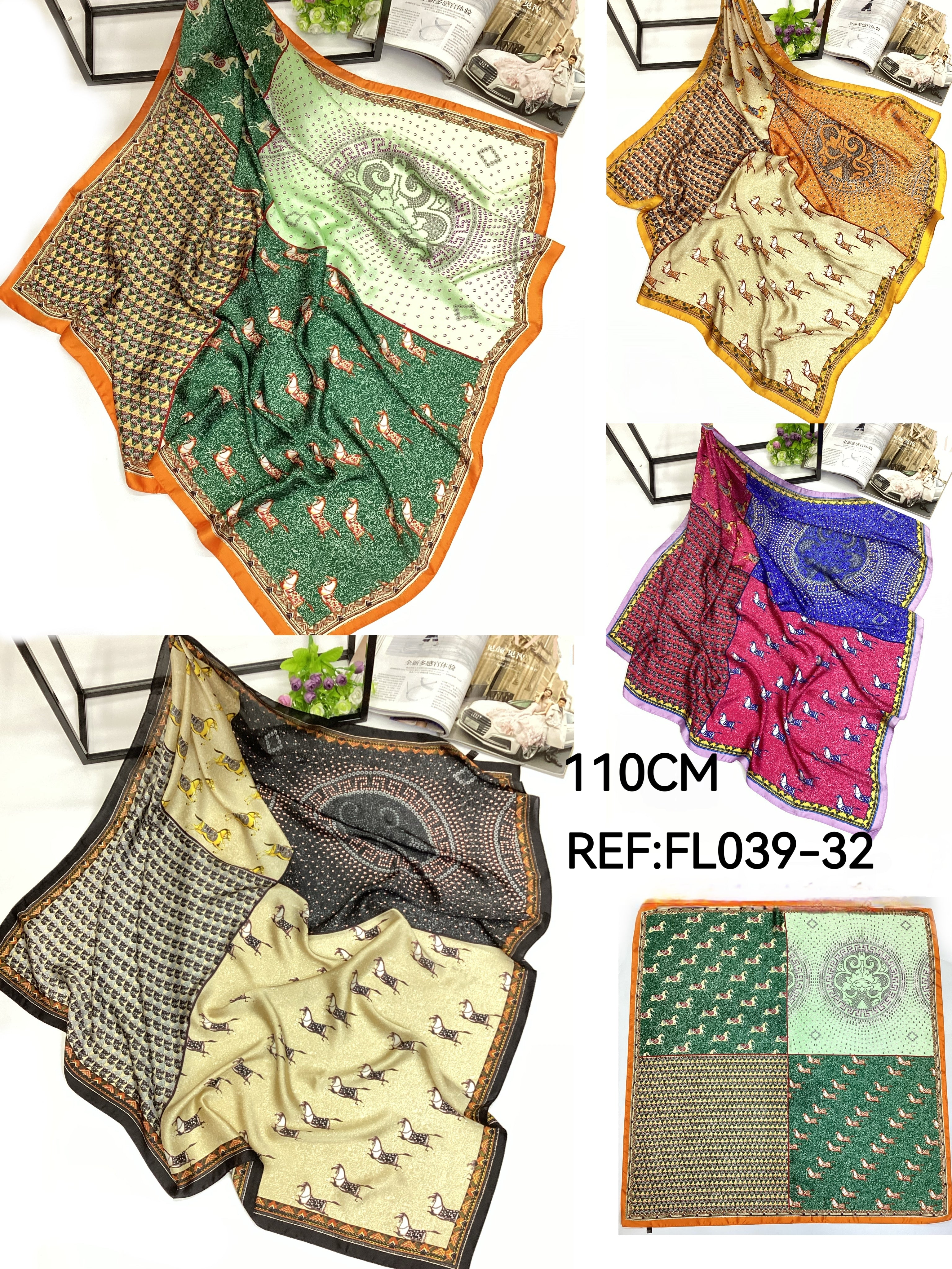 Foulard Carré touche soie 110cm (x6)#32