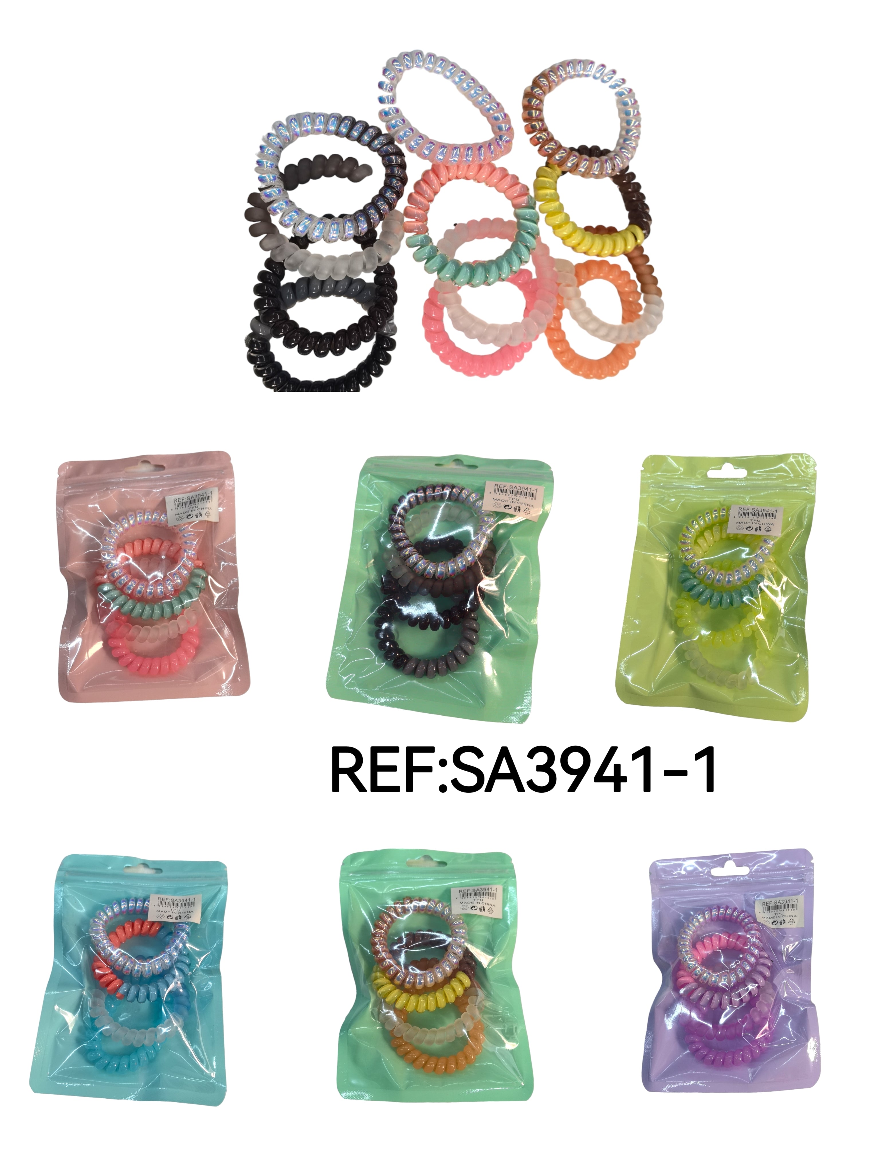 Élastiques cheveux spirales bicolore (x12)