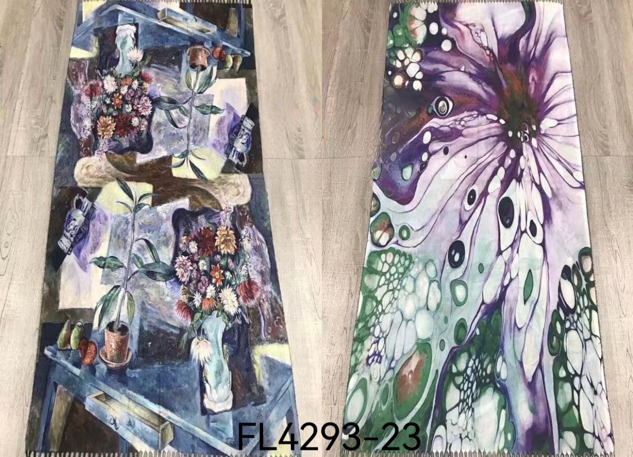 Foulards châle peinture à l'huile double face (x4)#23