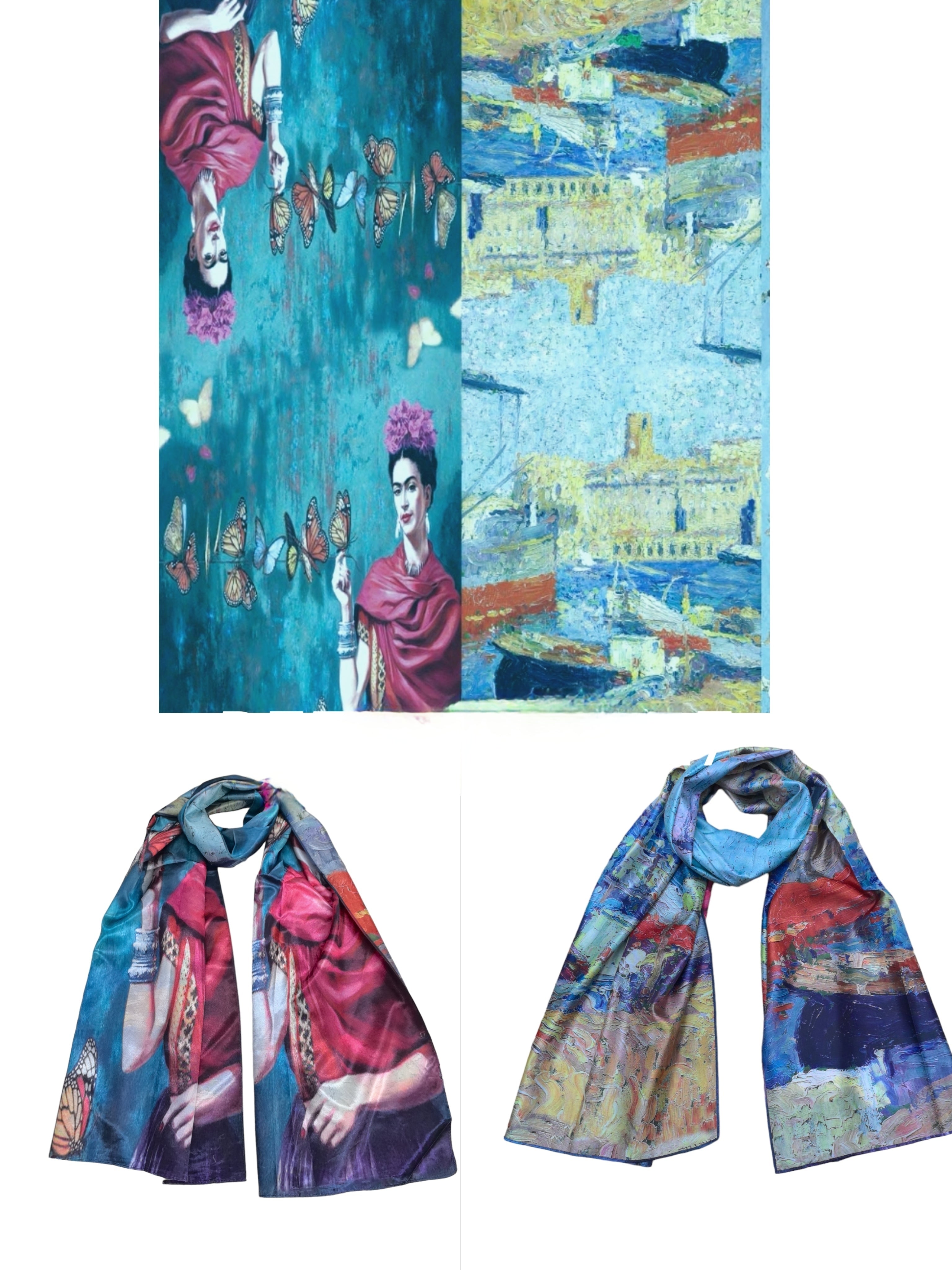 Foulards châle peinture à l'huile double face motif mélange(x16)#