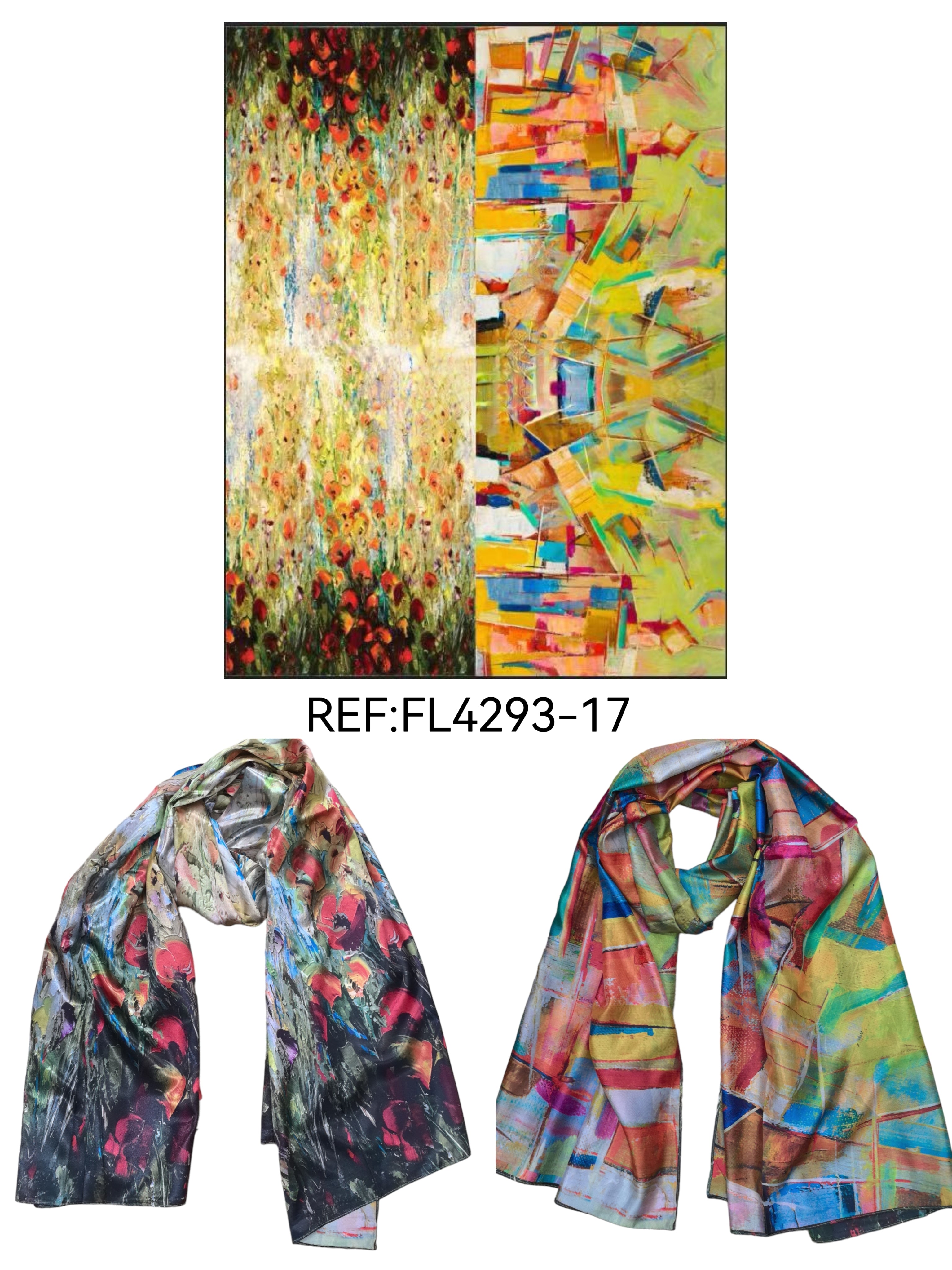 Foulards châle peinture à l'huile double face (x4)#17