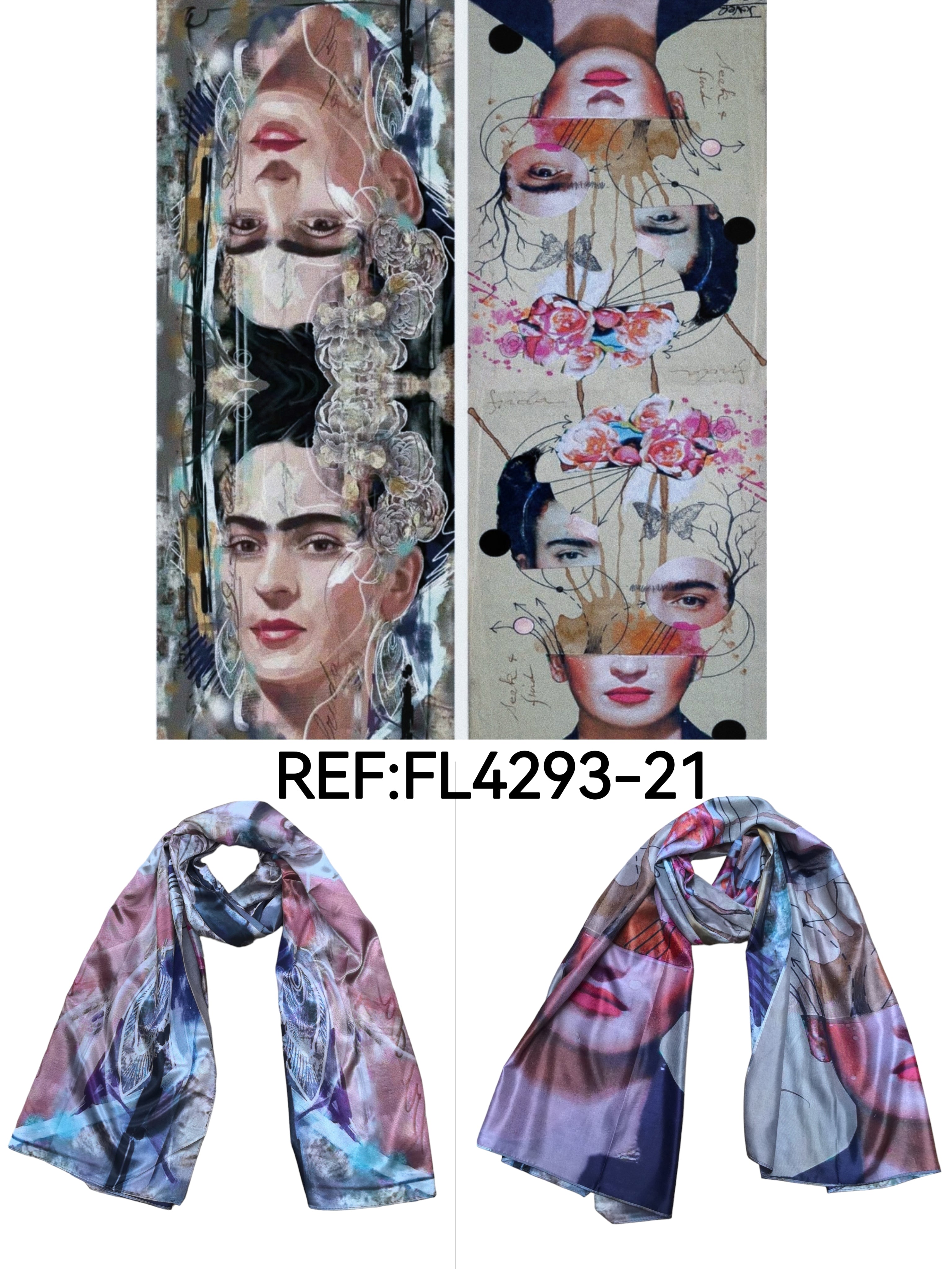 Foulards châle peinture à l'huile double face (x4)#21