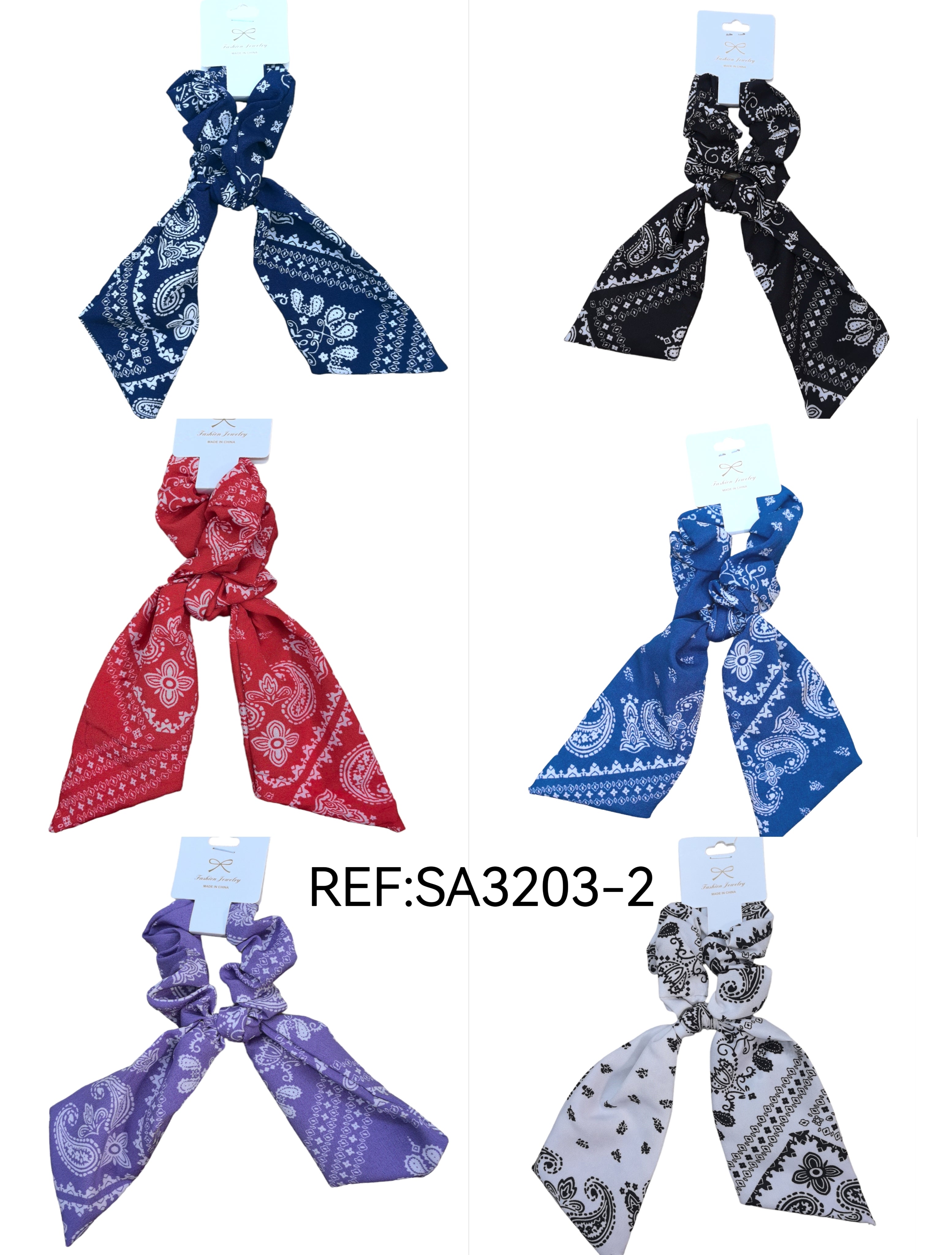 Chouchou  ruban motif Paisley(x12)