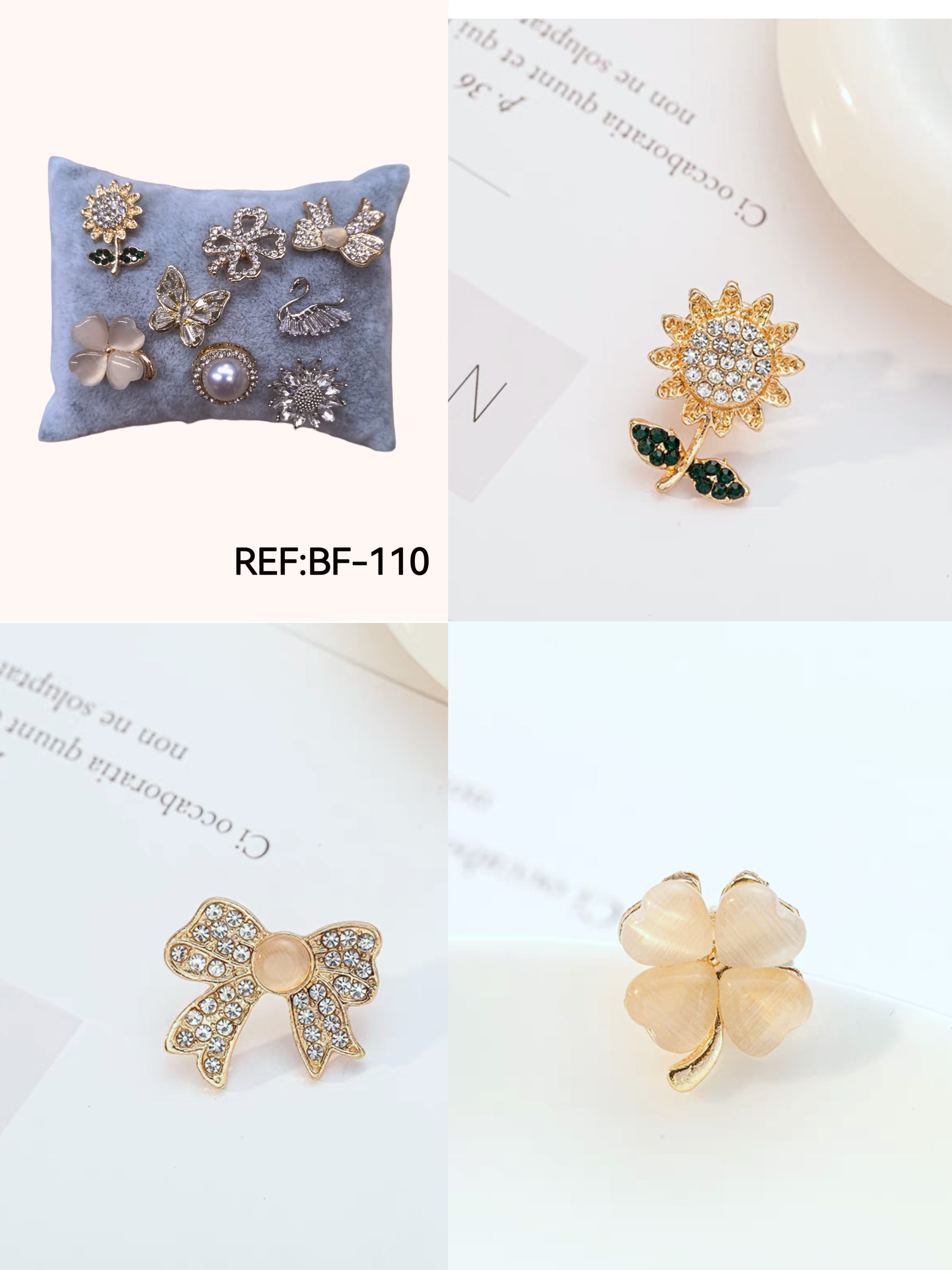 Petit broche en métal avec motif mélange (x12)