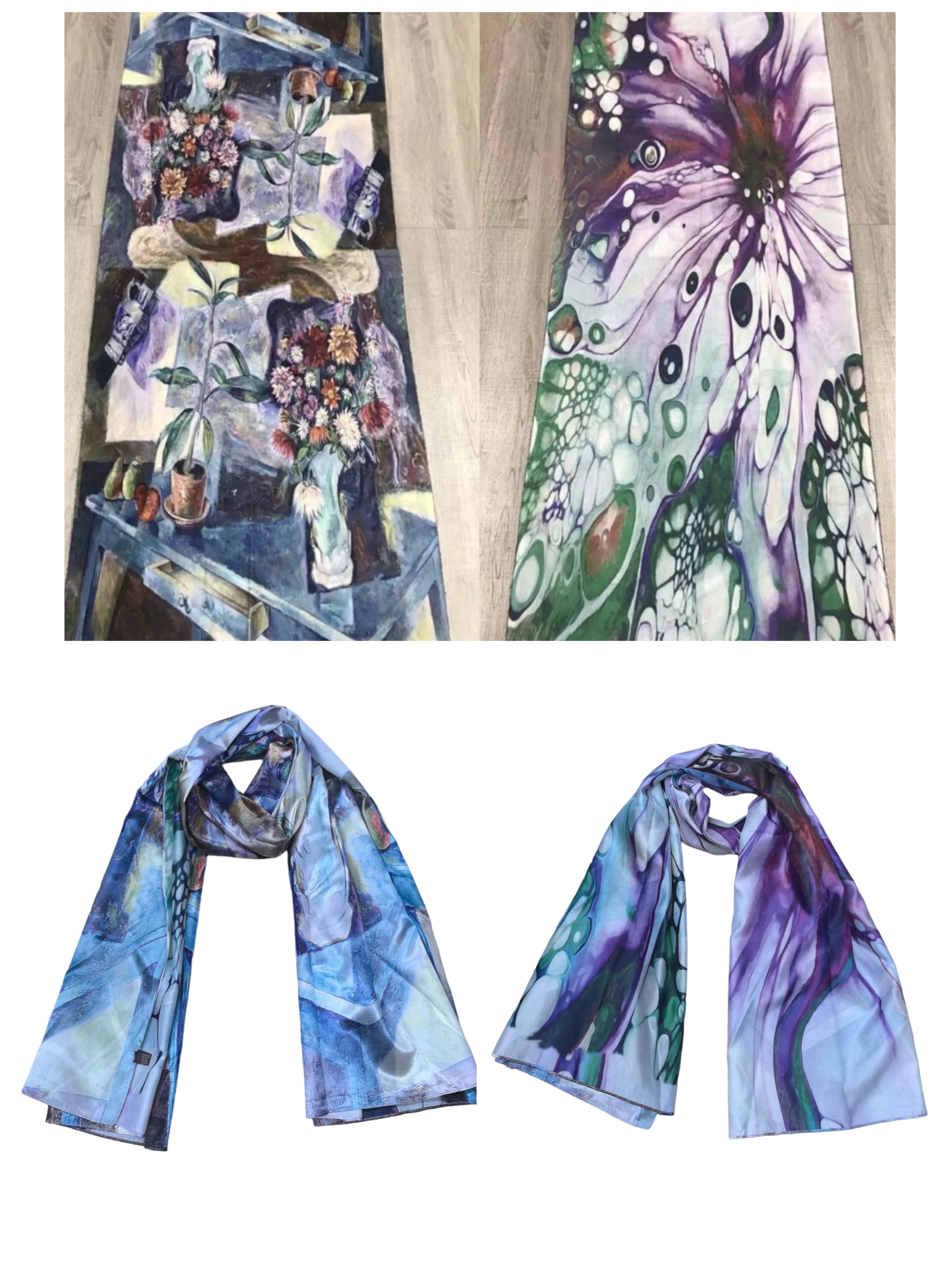 Foulards châle peinture à l'huile double face motif mélange(x16)#