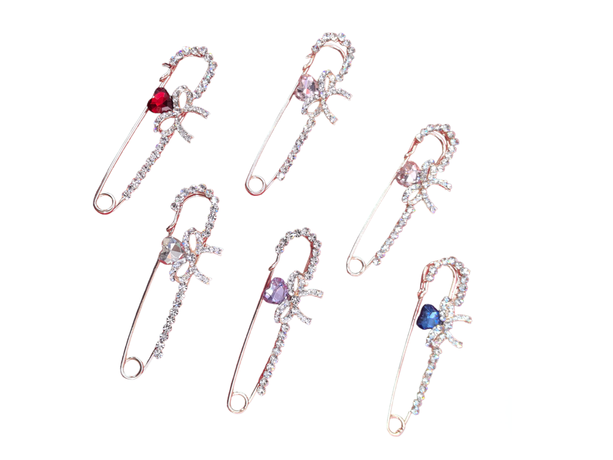 Broche epingle coeur noeud papillon#CZB9-11 (x6)