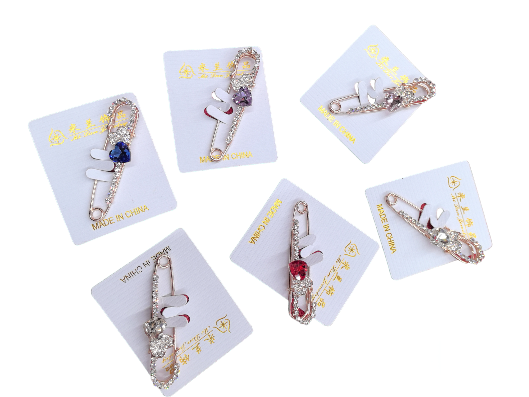 Broche epingle coeur #CZB9-12 (x6)