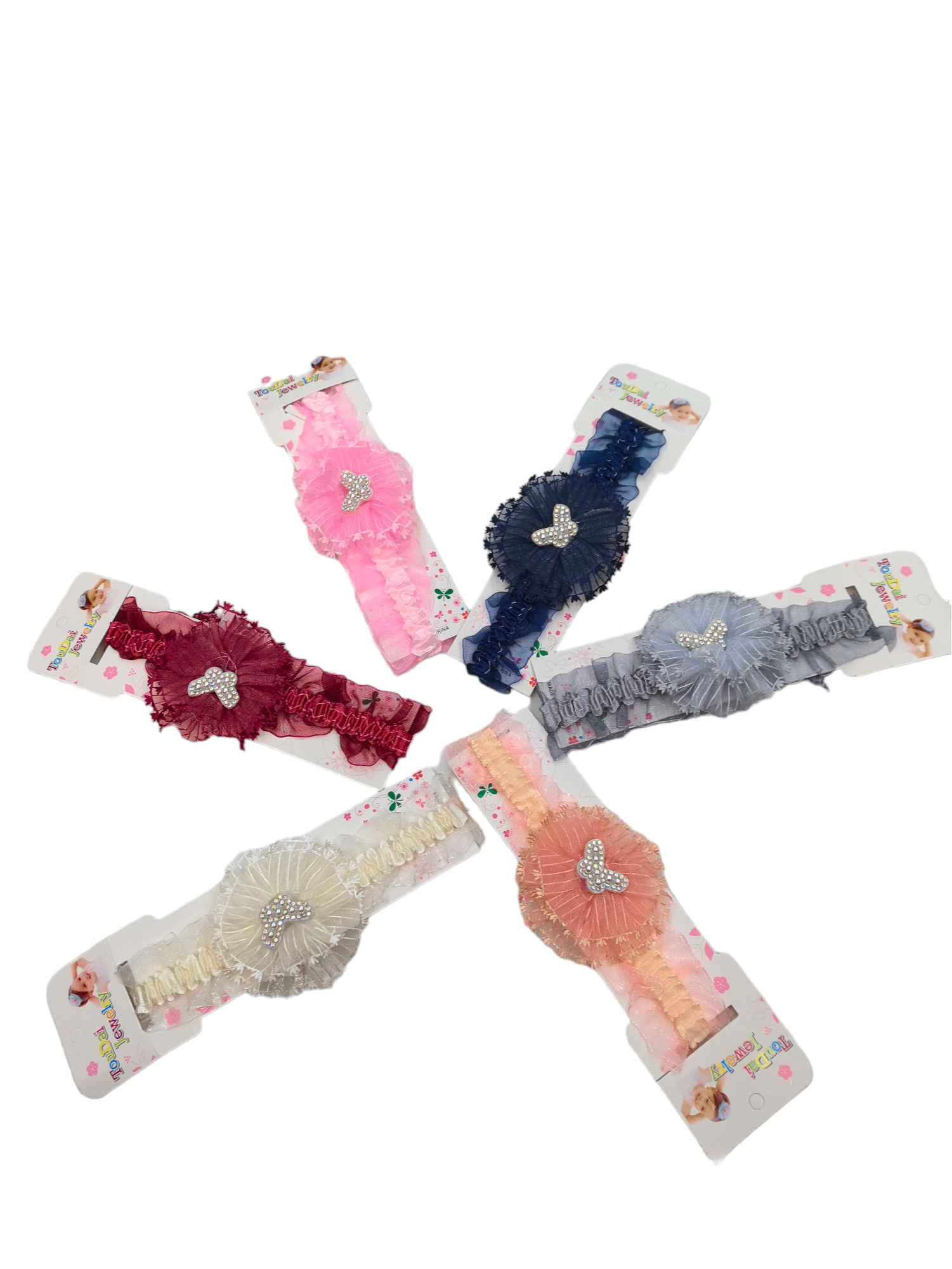 Bandeau Élastique de bébé motif papillon (x12)#F