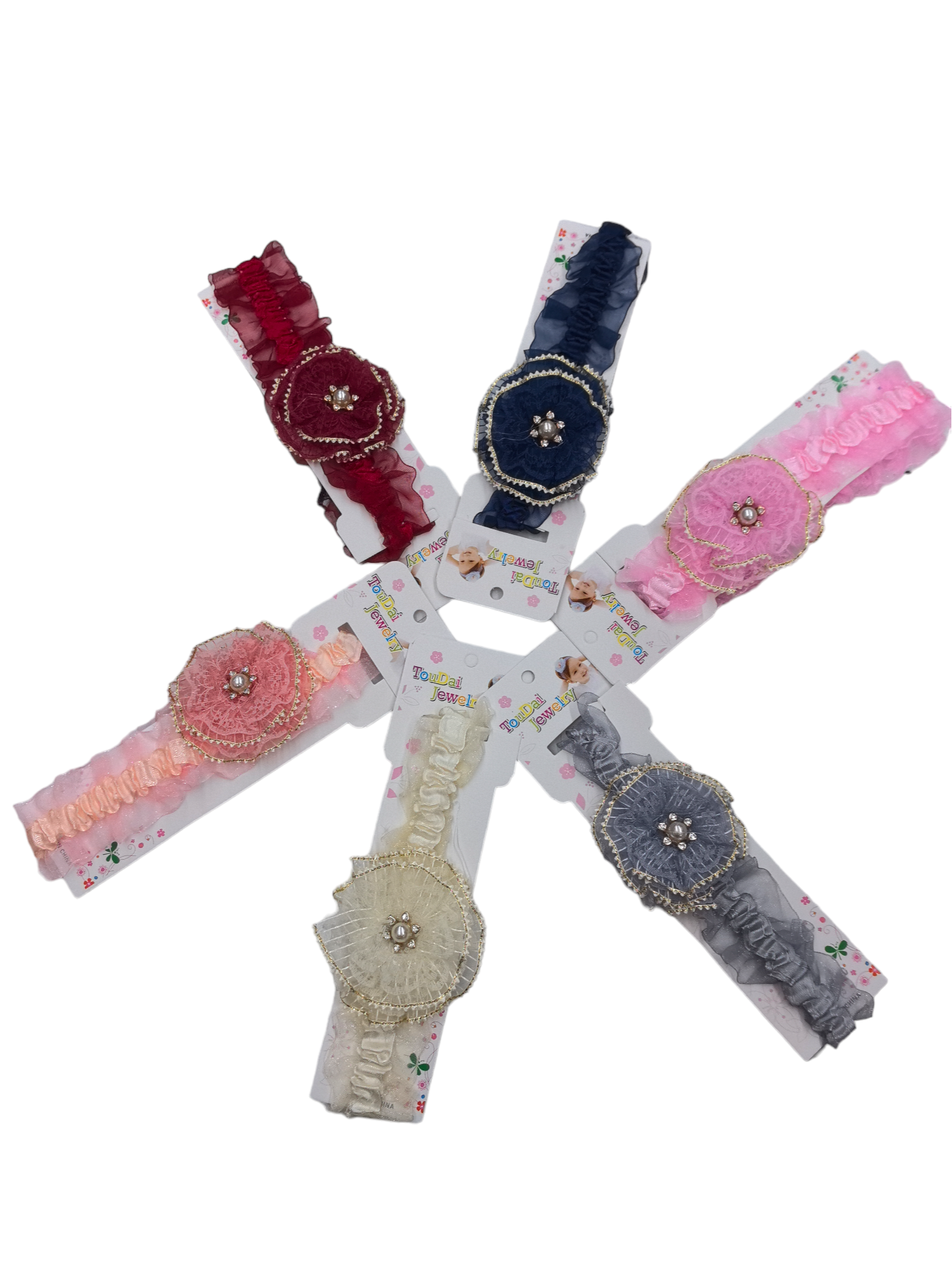 Bandeau Élastique de bébé motif fleur dentelle (x12)#G