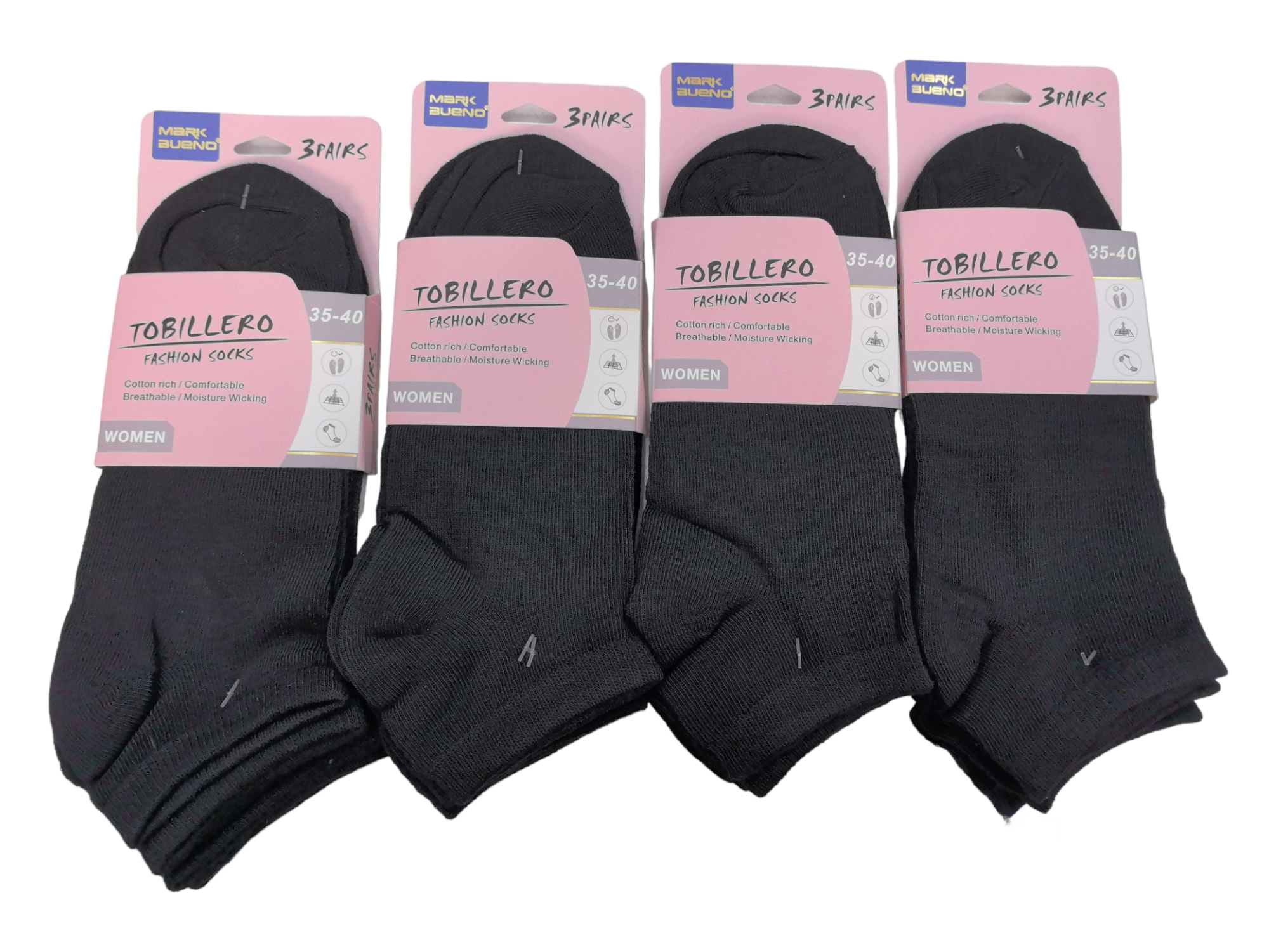 FEMME Chaussettes invisibles 95% coton T35-40 (x24)