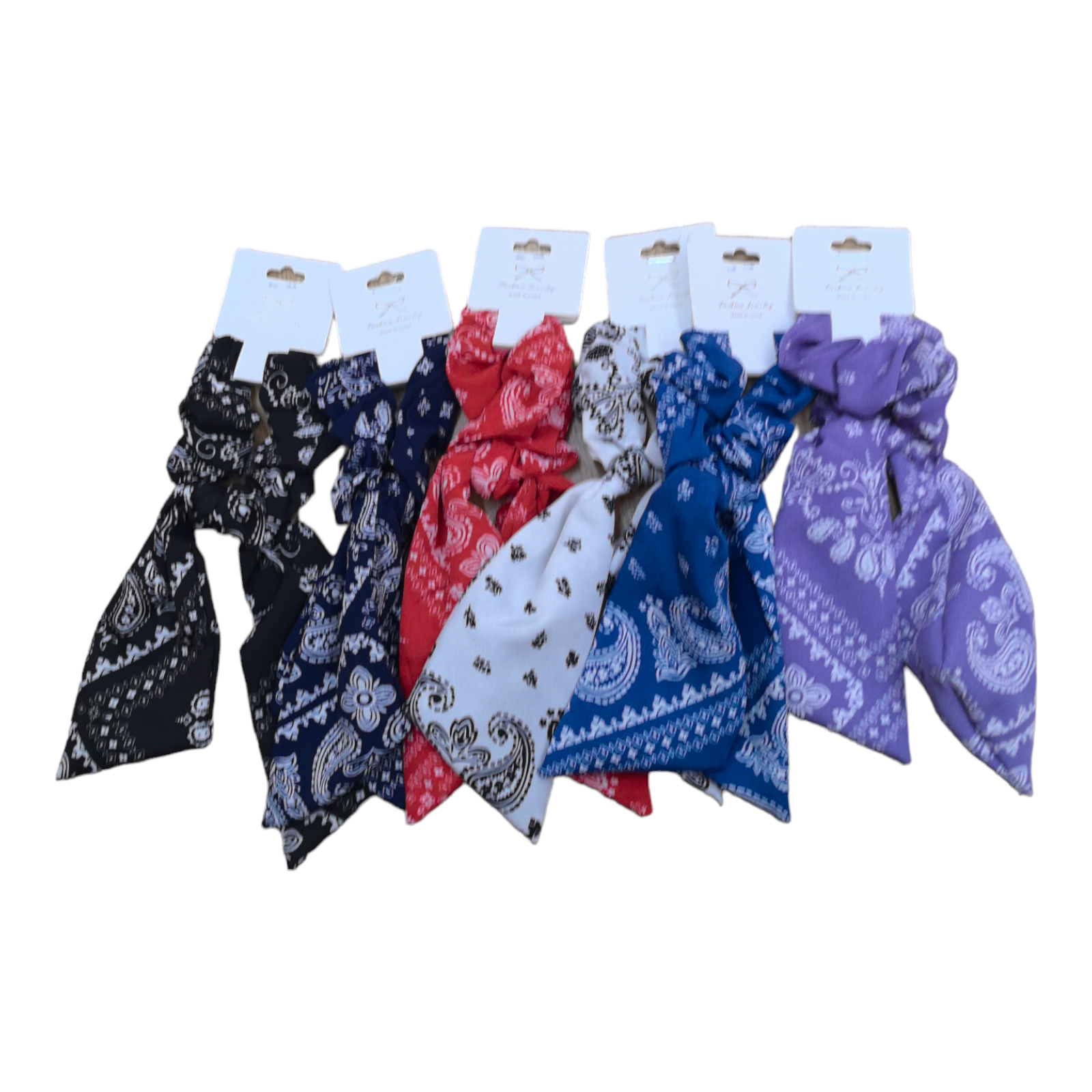 Chouchou ruban motif Paisley(x12)