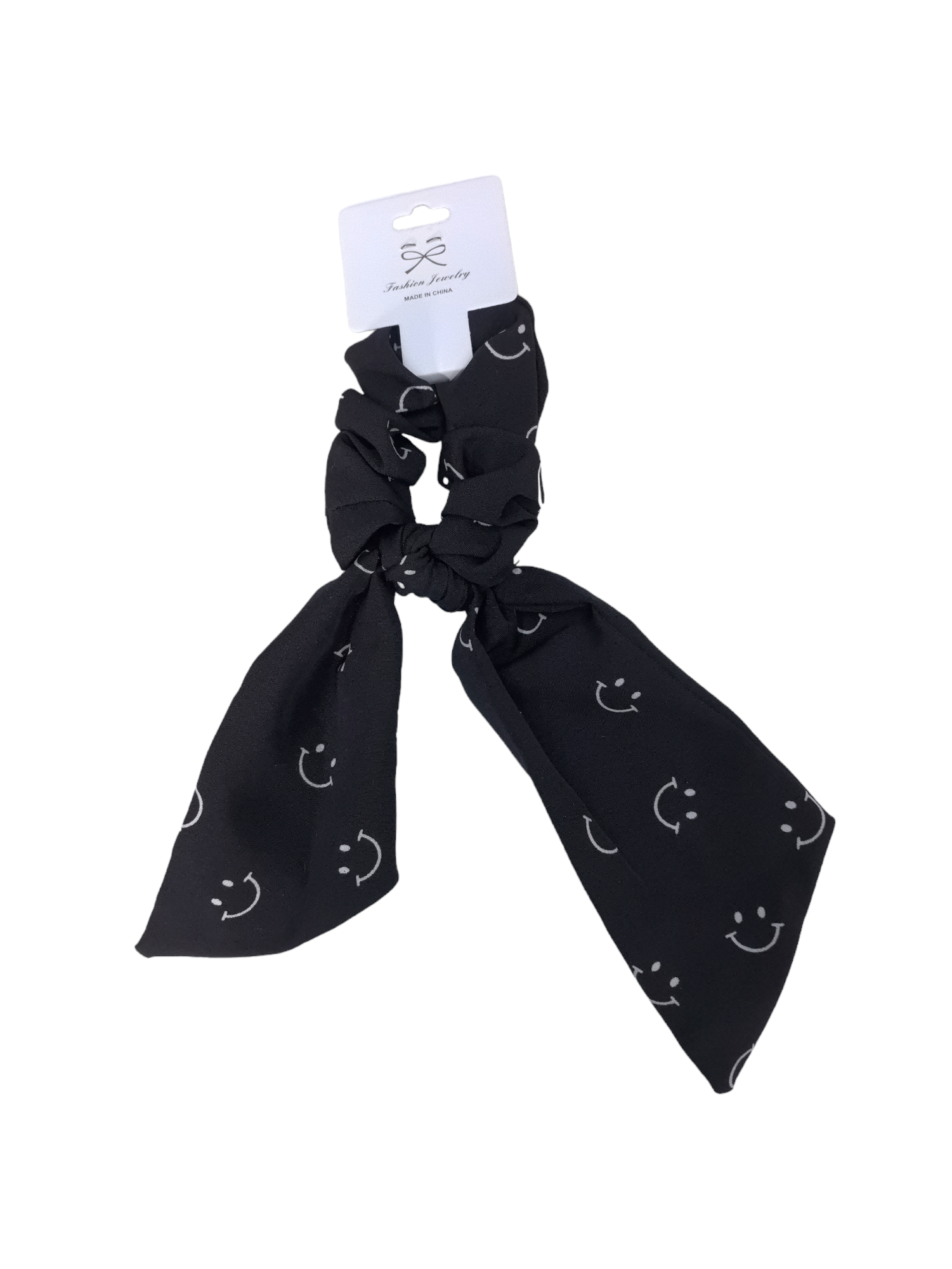 Chouchou  ruban motif Smiley (x12)