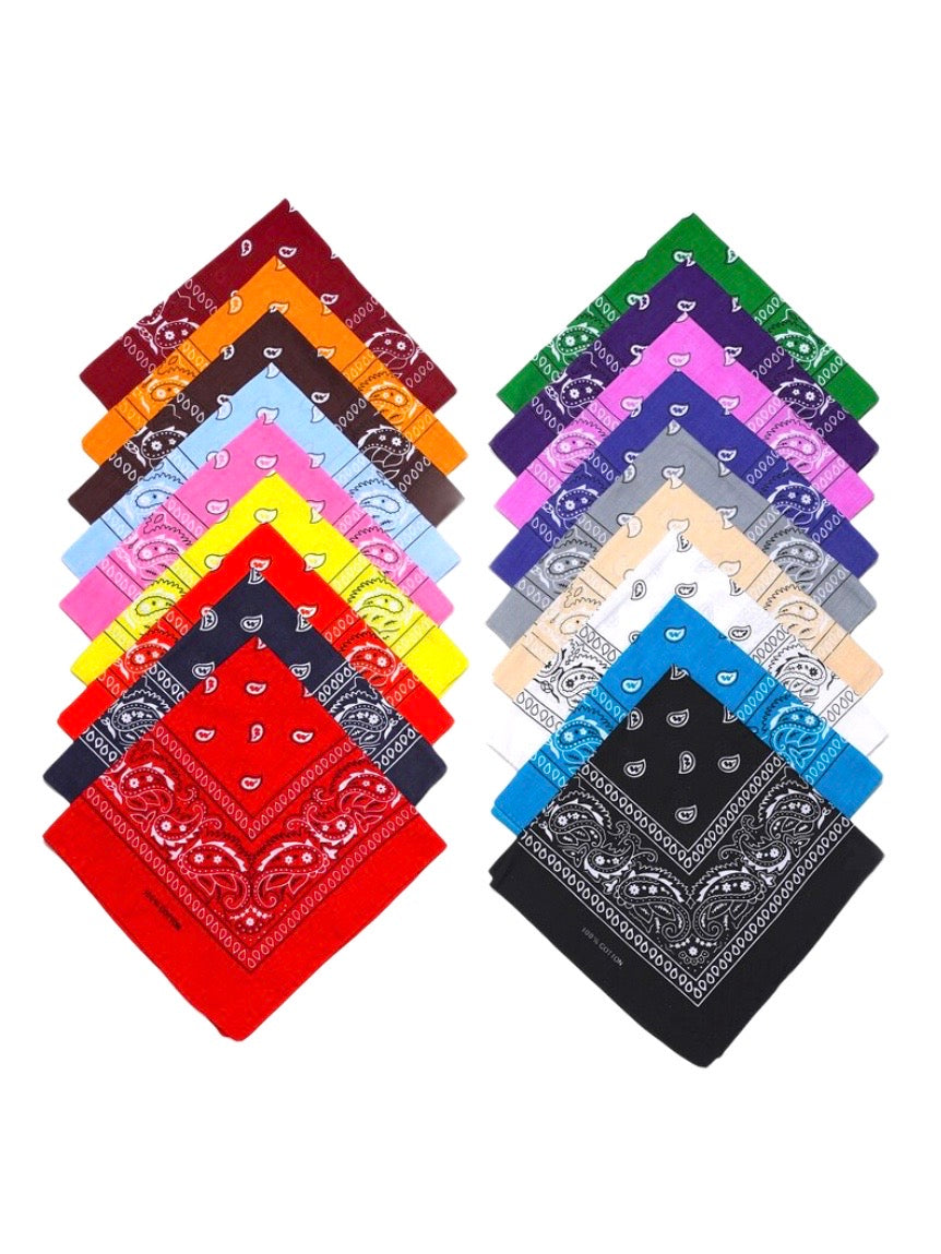 Bandana Carré 100% Coton motif paisley (x12)