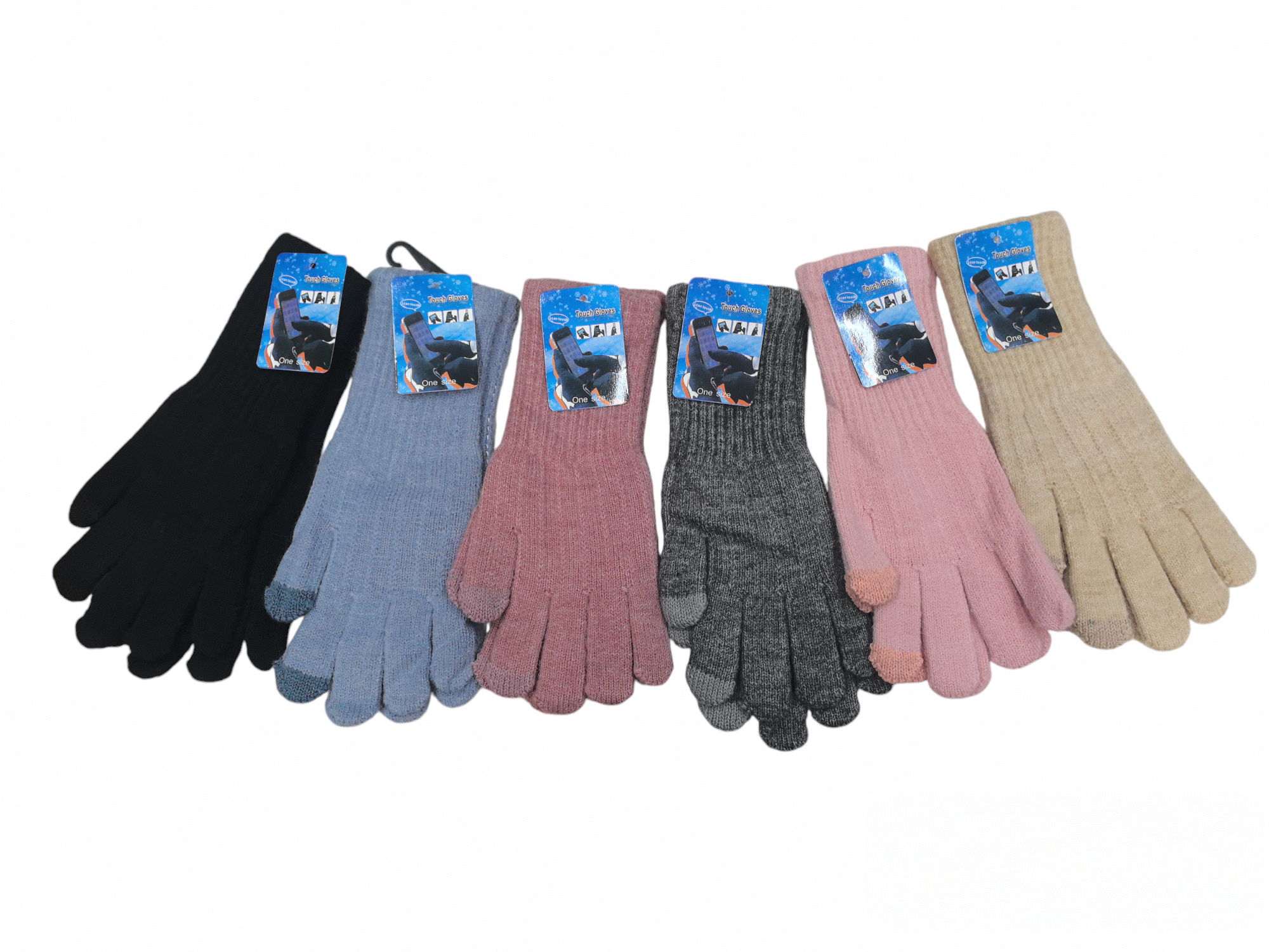 Gants femme tricotés tactiles (x12) F43