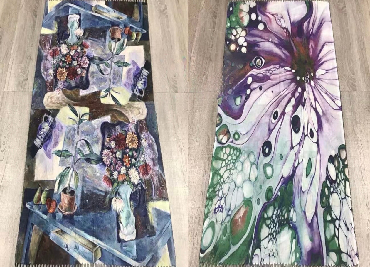 Foulards châle peinture à l'huile double face motif mélange(x16)#