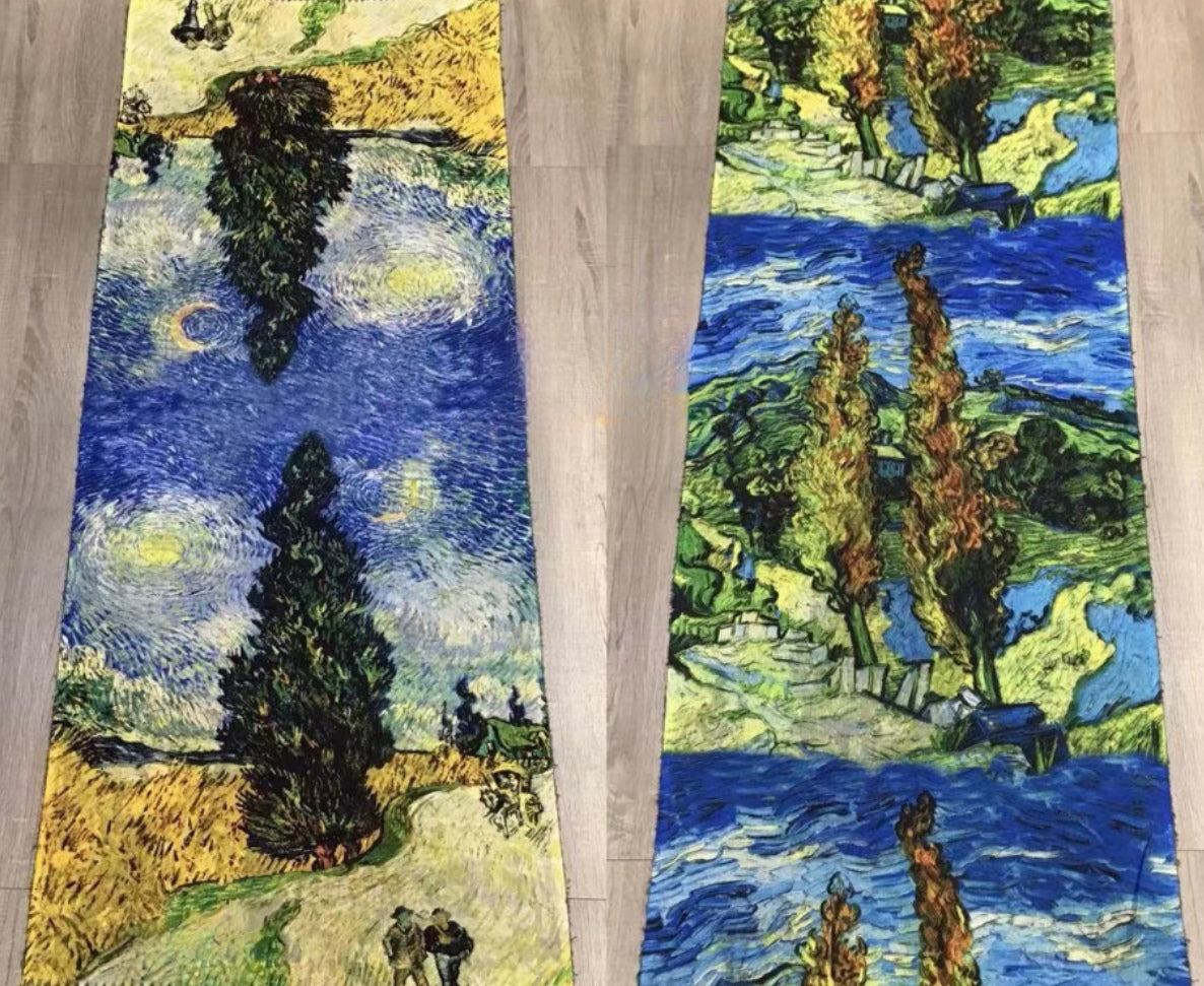 Foulards châle peinture à l'huile double face (x4)#14