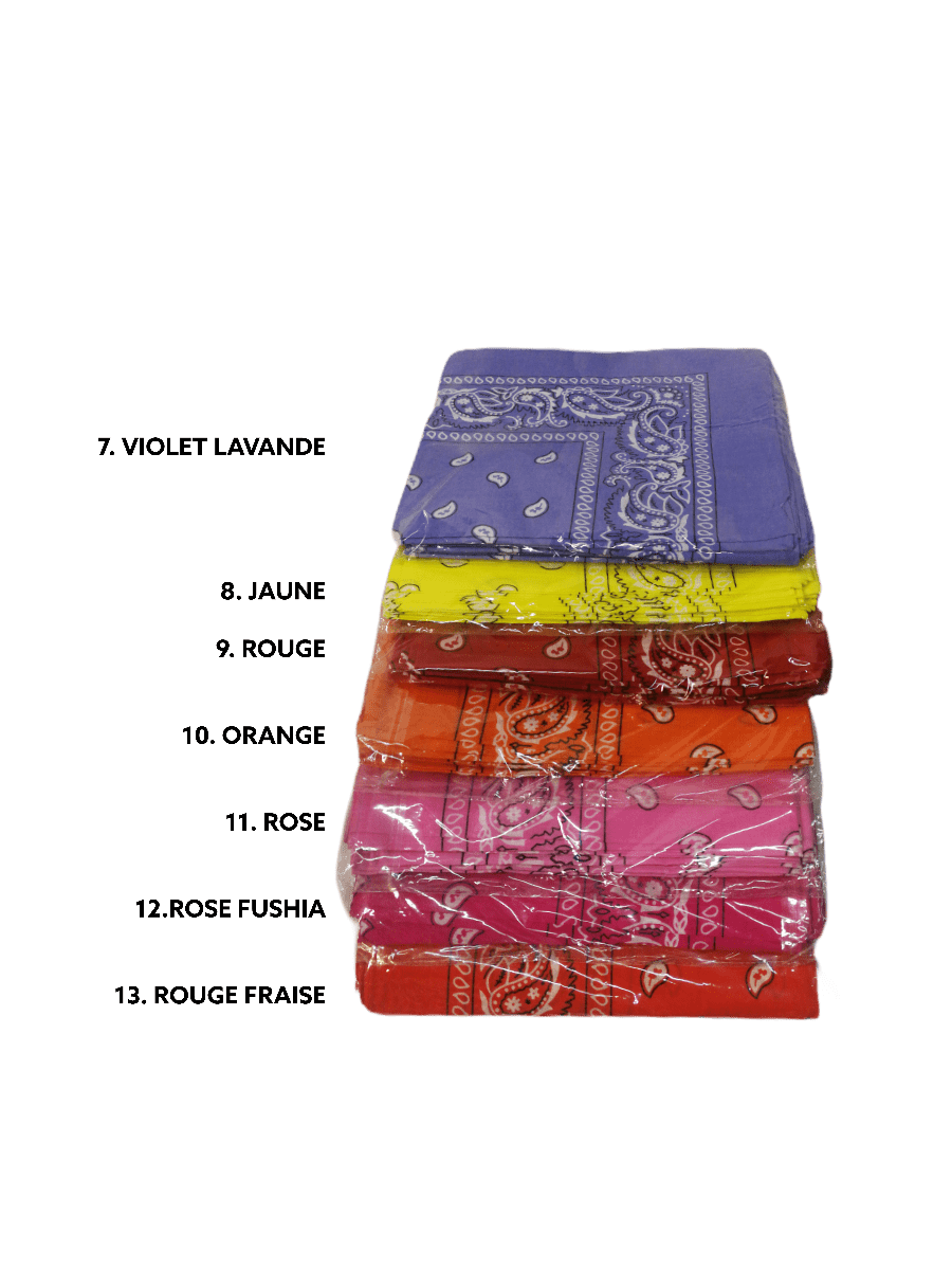 Bandana Carré 100% Coton motif paisley (x12)