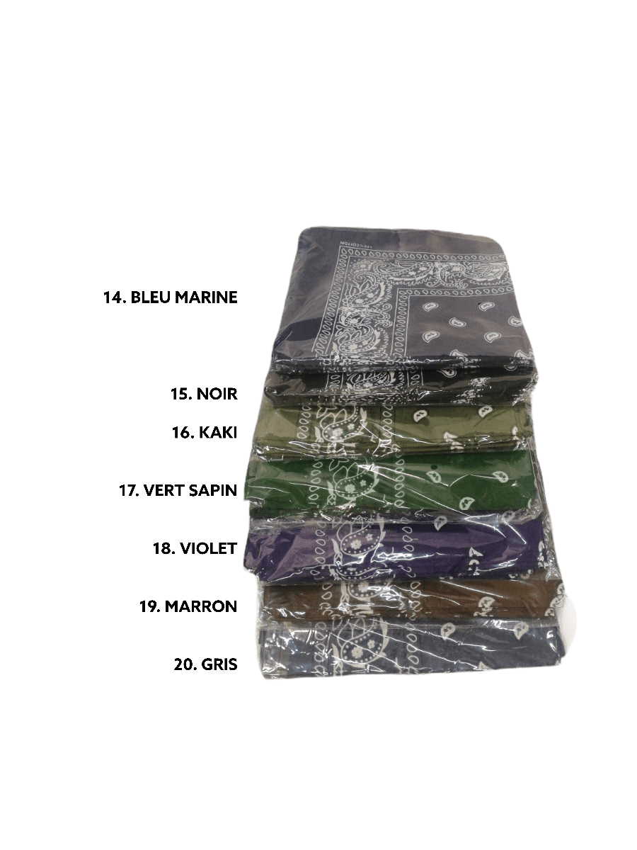Bandana Carré 100% Coton motif paisley (x12)