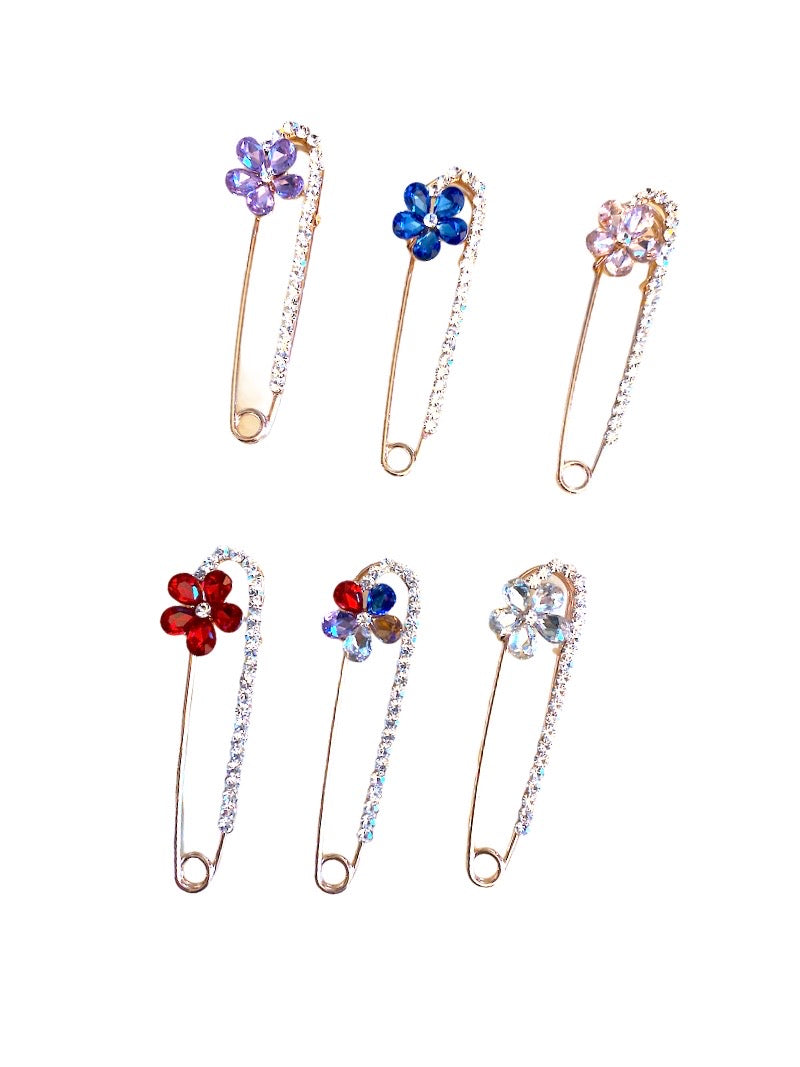 Broche epingle fleur #CZB9-06 (x6)
