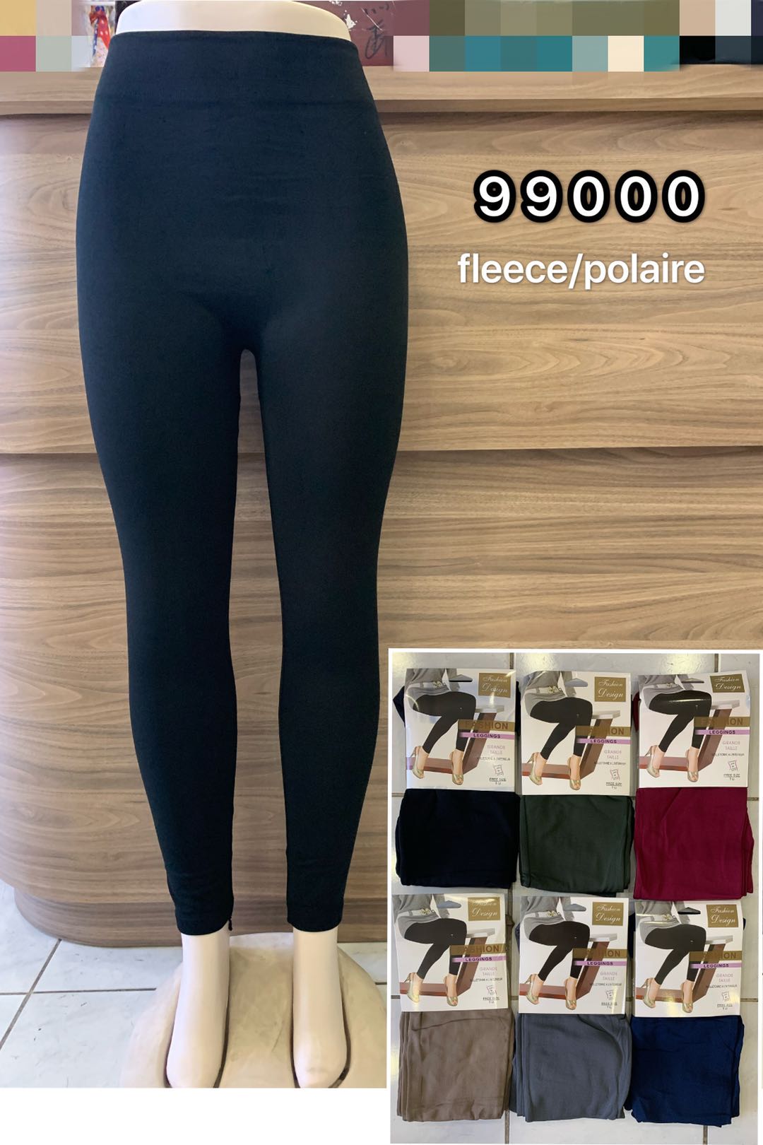 Legging Taille Haut Coloré Polaire Intérieur (x12)