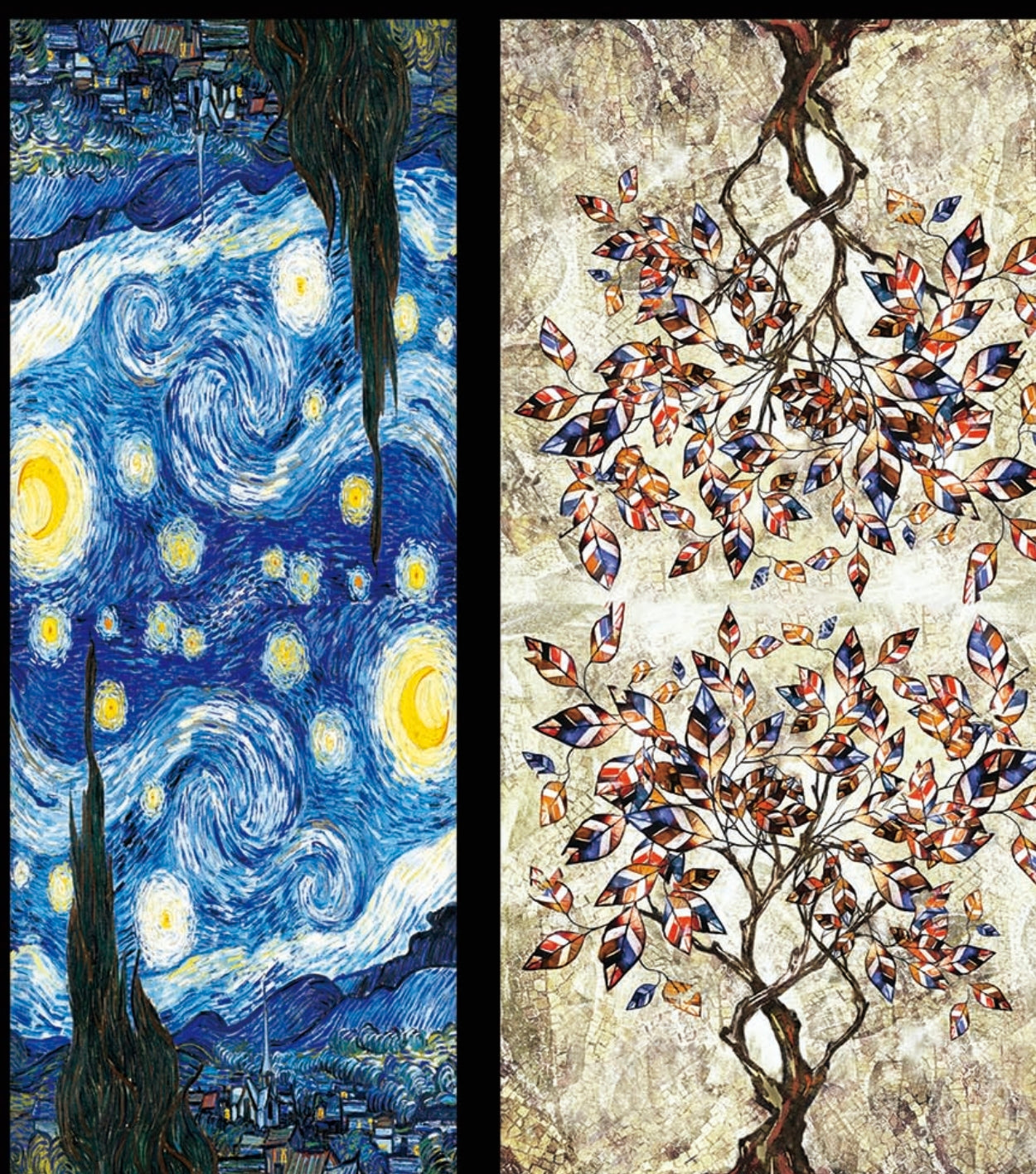 Foulards châle peinture à l'huile double face (x4)#11