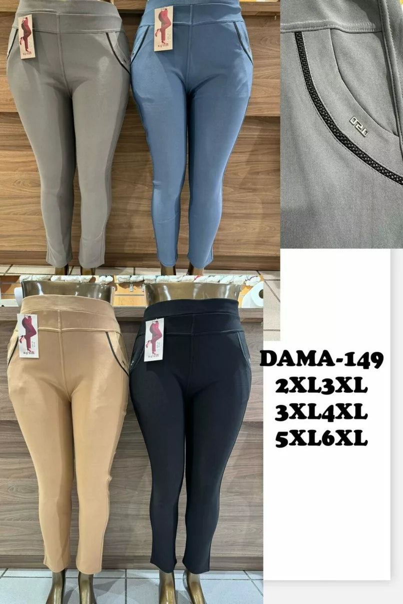 Pantalon grande taille ligne noir sur la poche (x12)