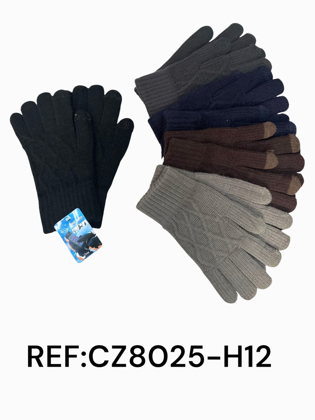 Gants homme tricotés tactiles (x12) H12