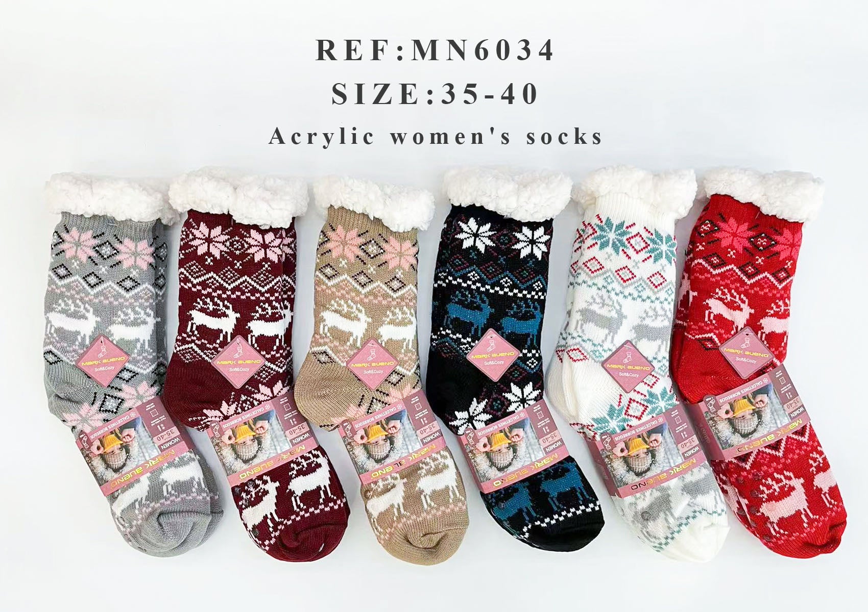 FEMME Chaussettes chaussons fourrées   (x12)/6034